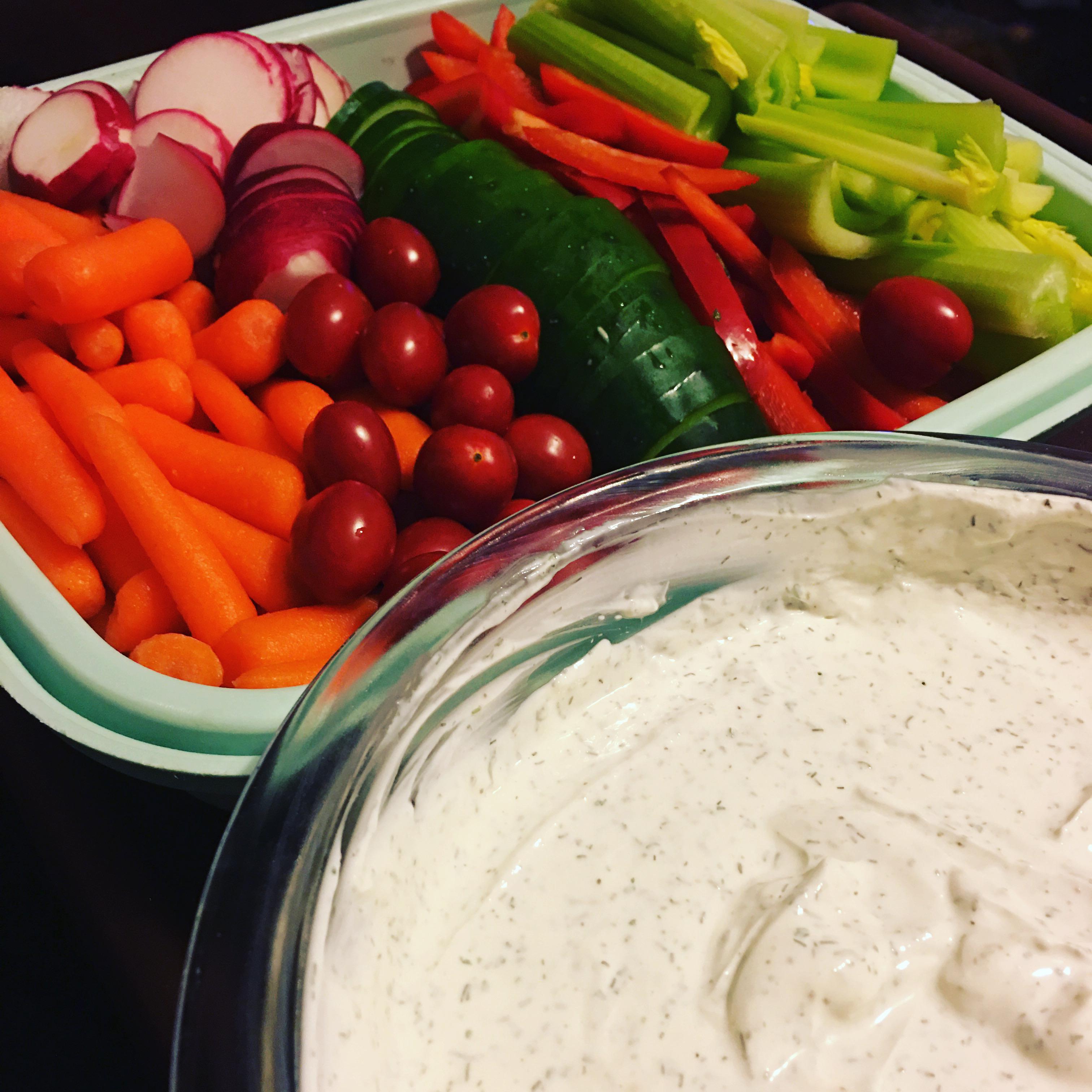 Is there anything better than veggies and dip?! Hidden Valley Dill Dip