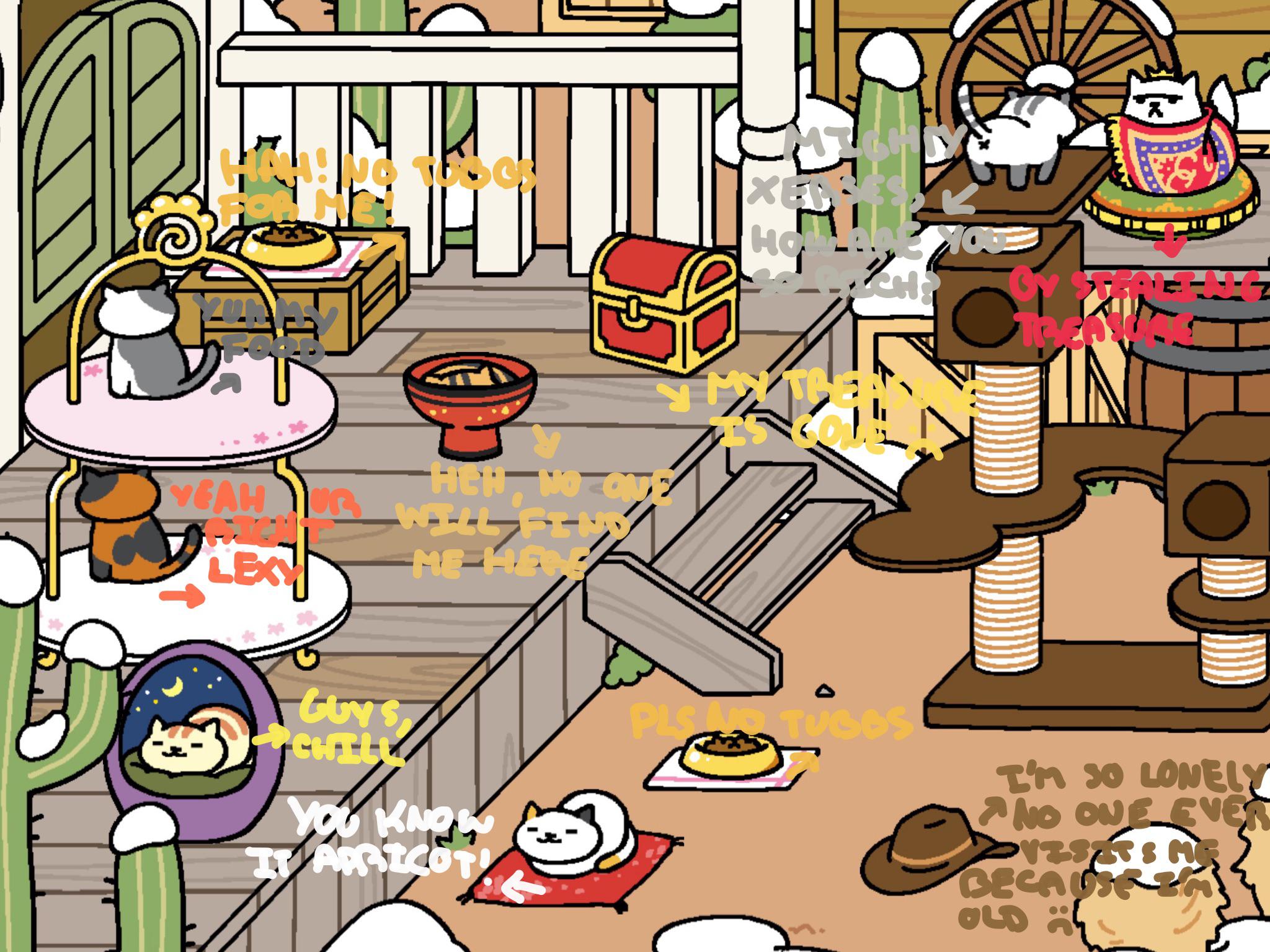 Our cats, toys and food’s life in Neko Atsume Part 1 r/nekoatsume