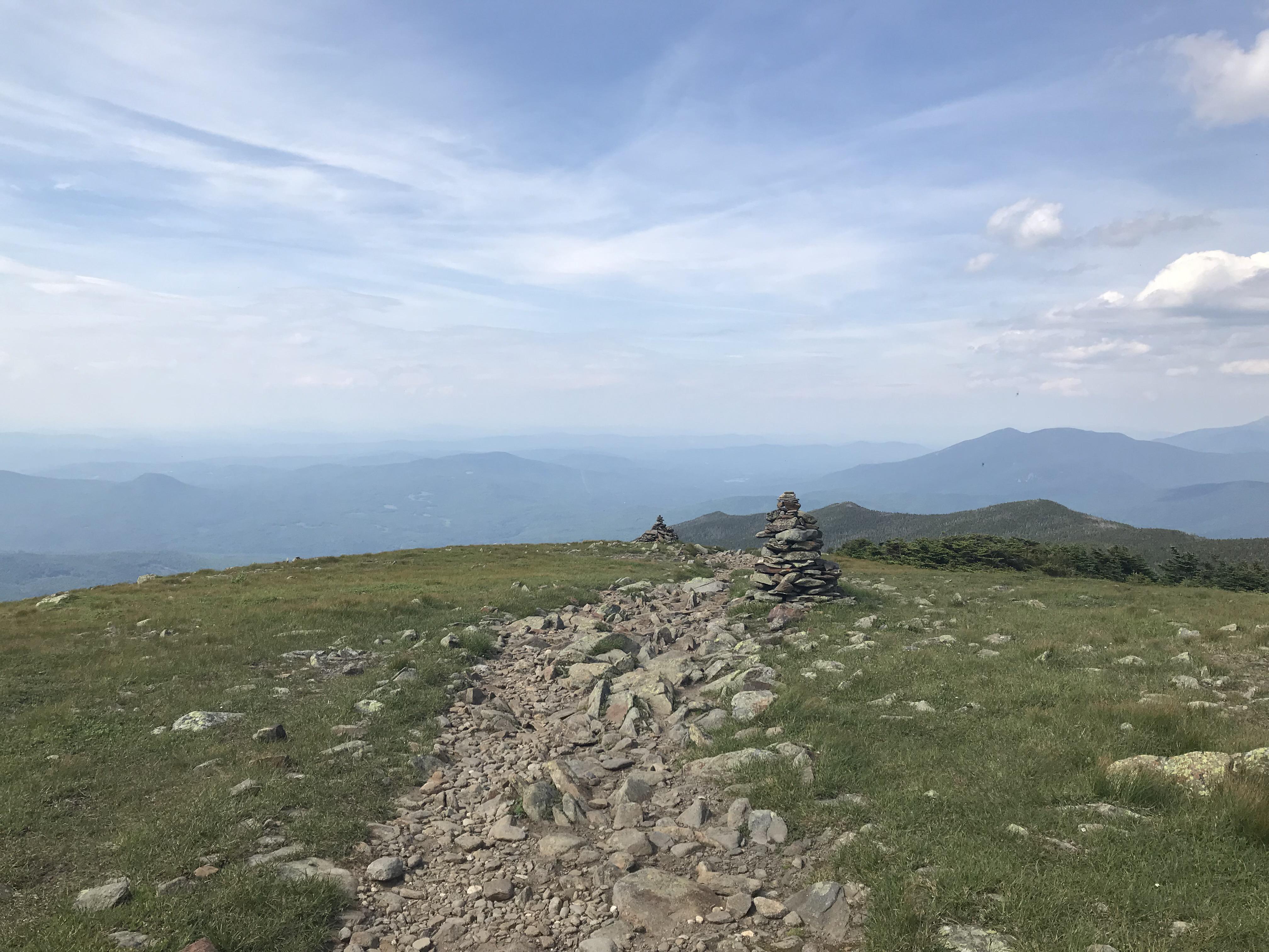 Looking back at the cairns to Beaver Brook Trail from Moosilauke’s