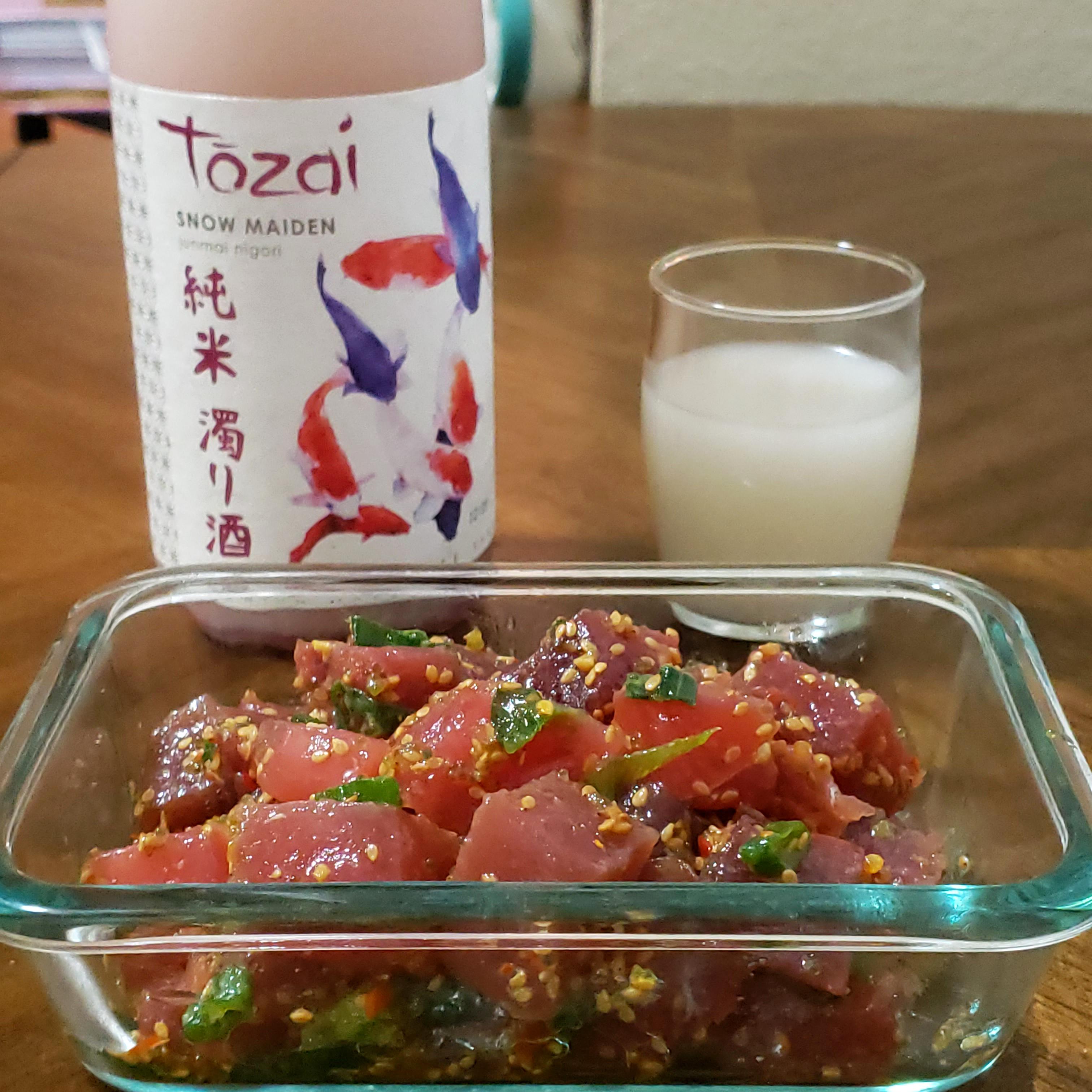 Ahi Wasabi Poke & Tozai Snow Maiden Sake are so good together r/Costco
