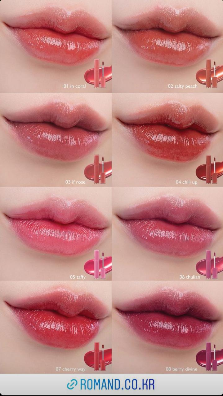 Lip swatches of the NEW Romand Dewyful Water Tint! r/AsianBeauty