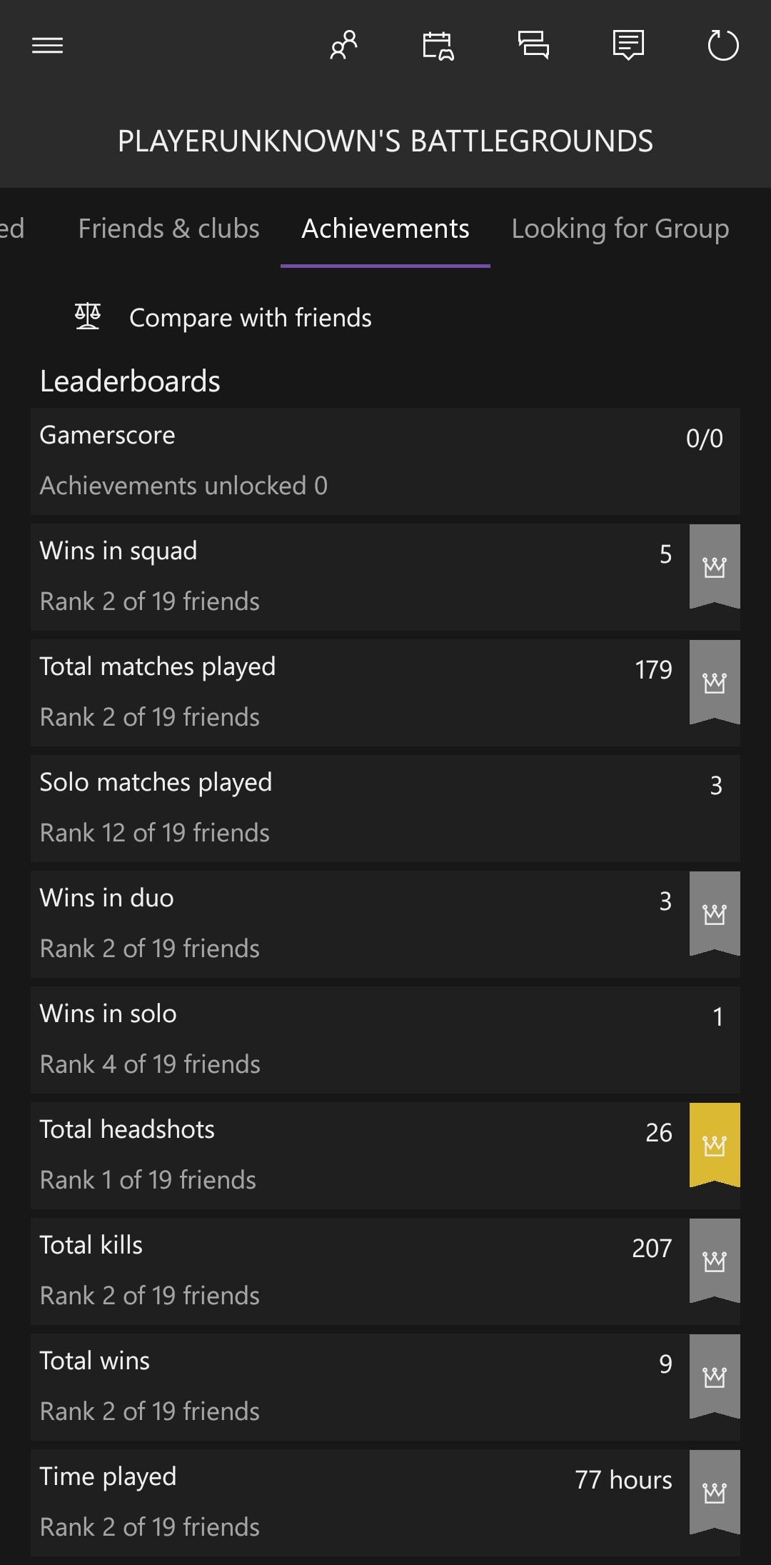 Tip You can use the Xbox app on Android or iOS to see stats and