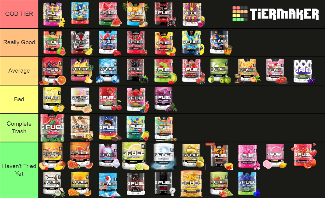 my tier list of all flavours i have tried r/GFUEL