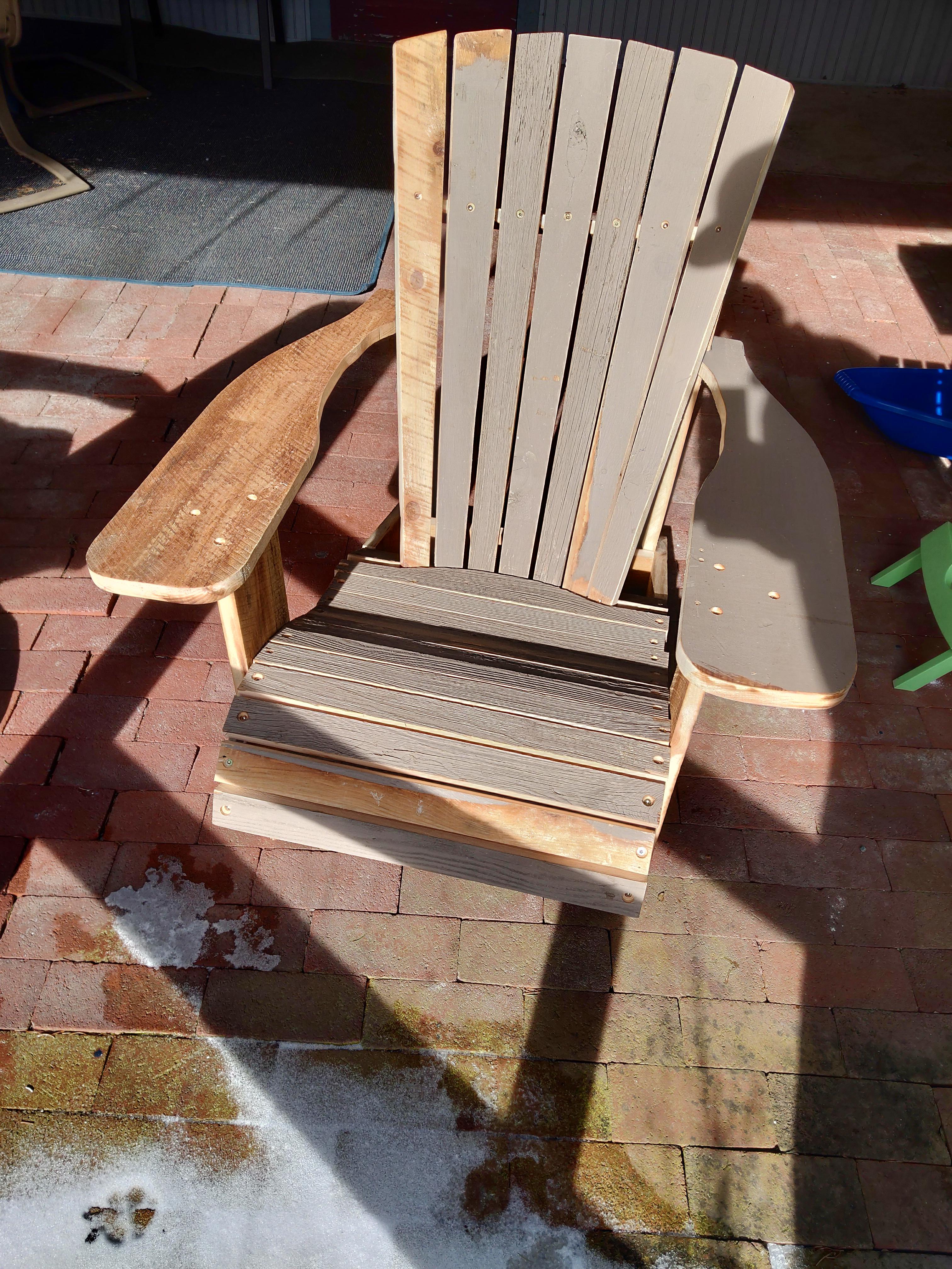 Made an Adirondack chair out of reclaimed S.Y. pine siding I got for