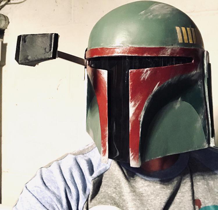 My first attempt at a Pepakura style Boba Fett helmet. r/StarWars