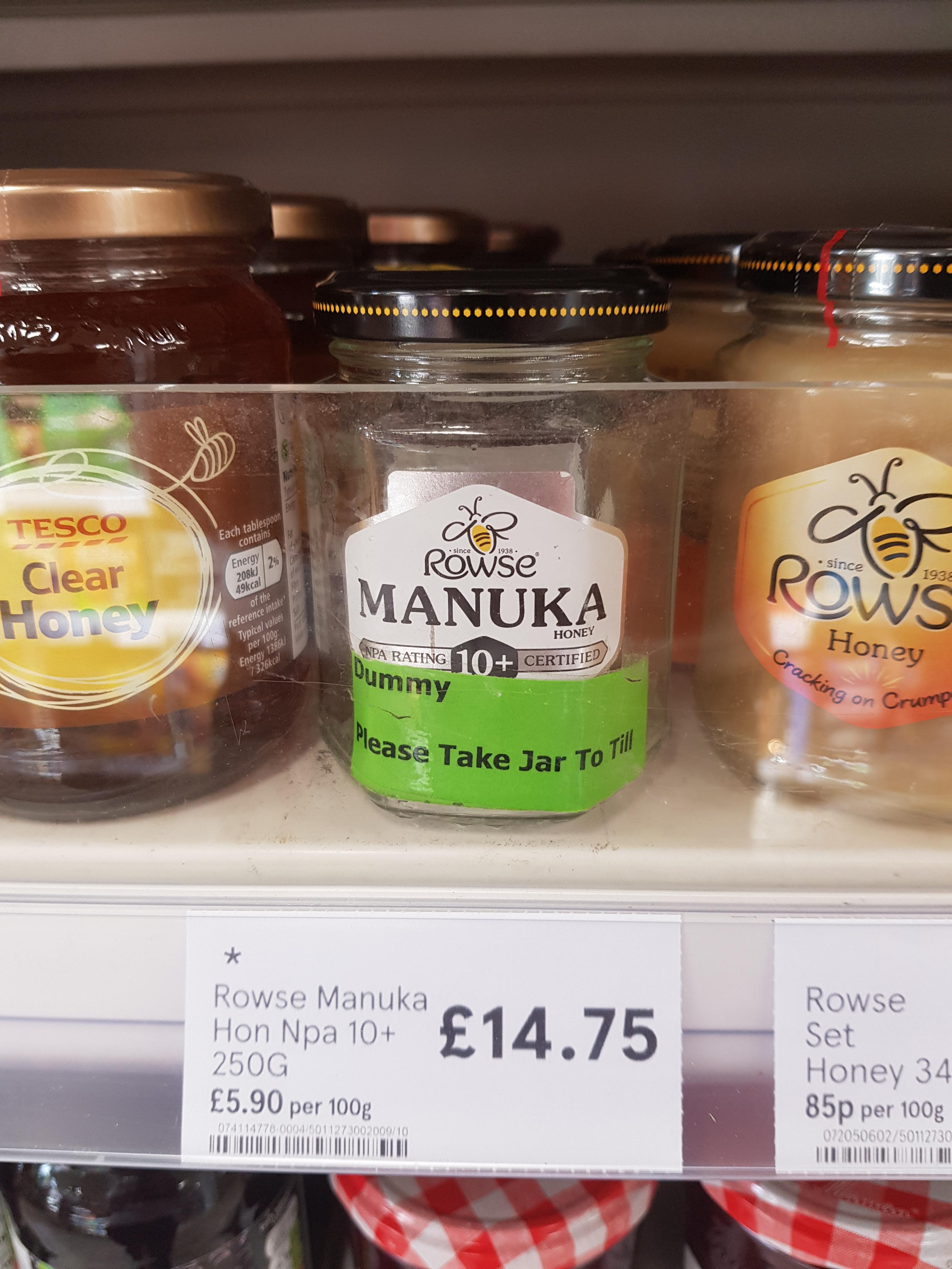 Found this empty bottle of honey in Tesco with this label on it r