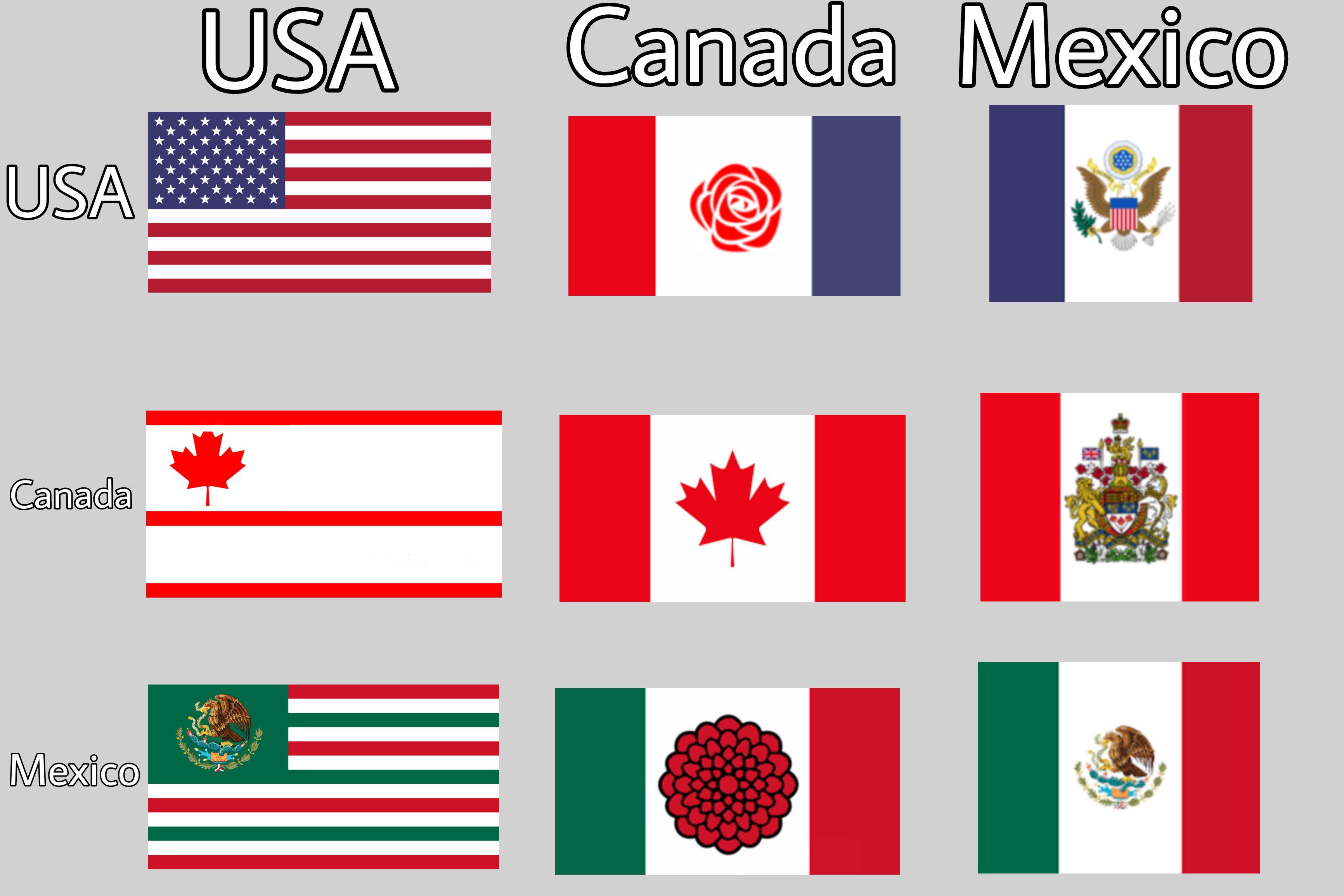 North American flags in the style of other North American flags. r/vexillology