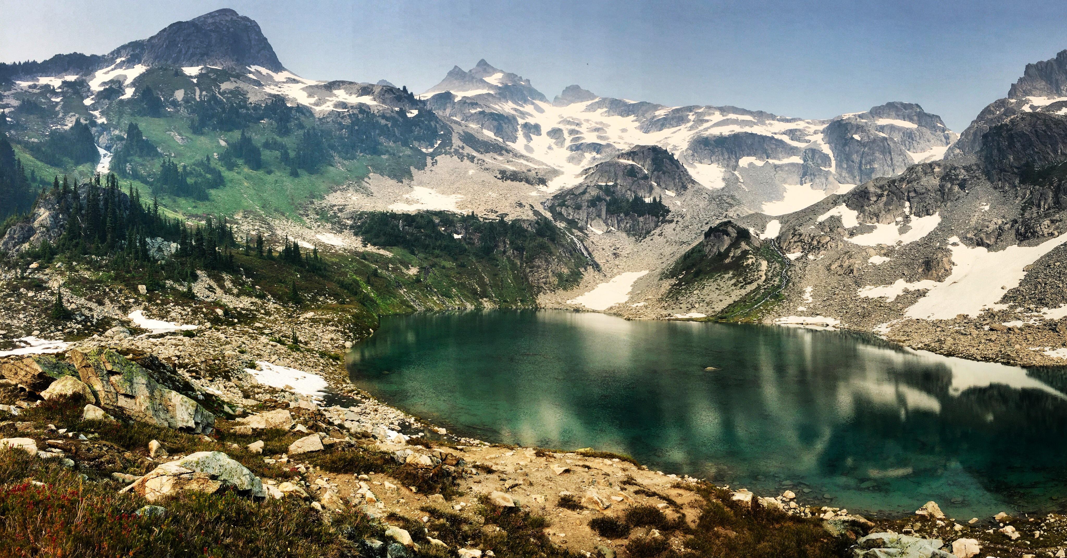 A beautiful alpine lake in Squamish, BC below Tricouni Peak r