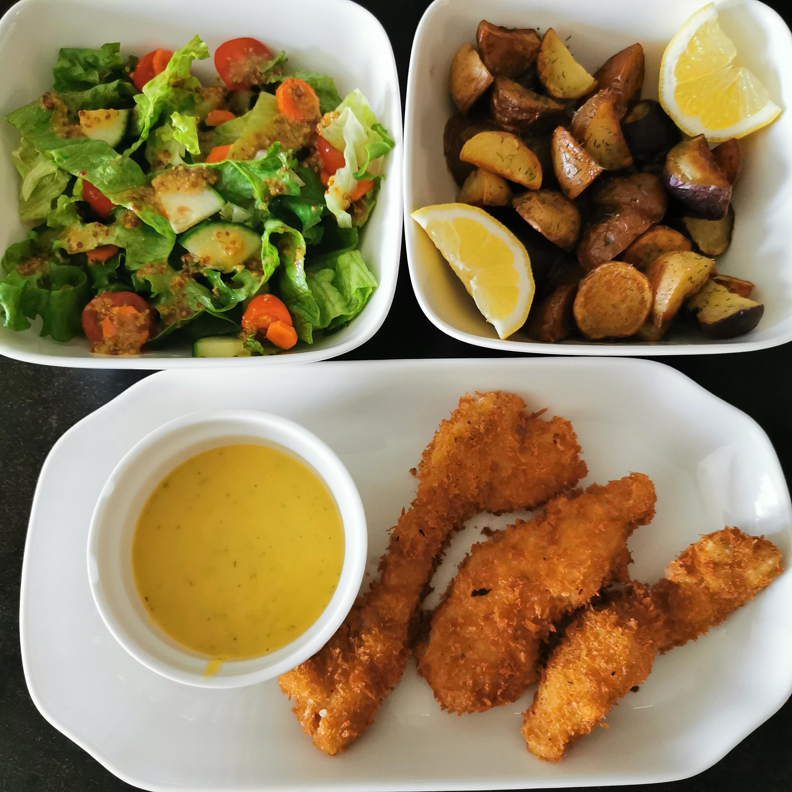 I made chicken tenders with homemade honey mustard sauce, honey Dijon