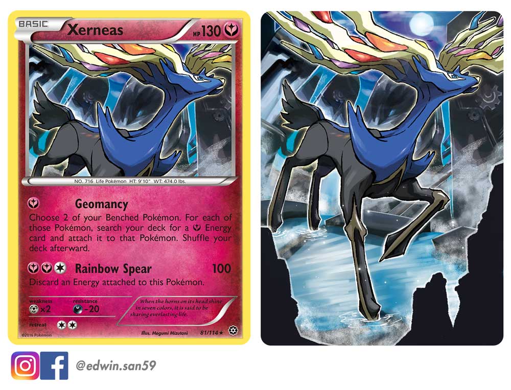 Xerneas extended art card done by me pokemon