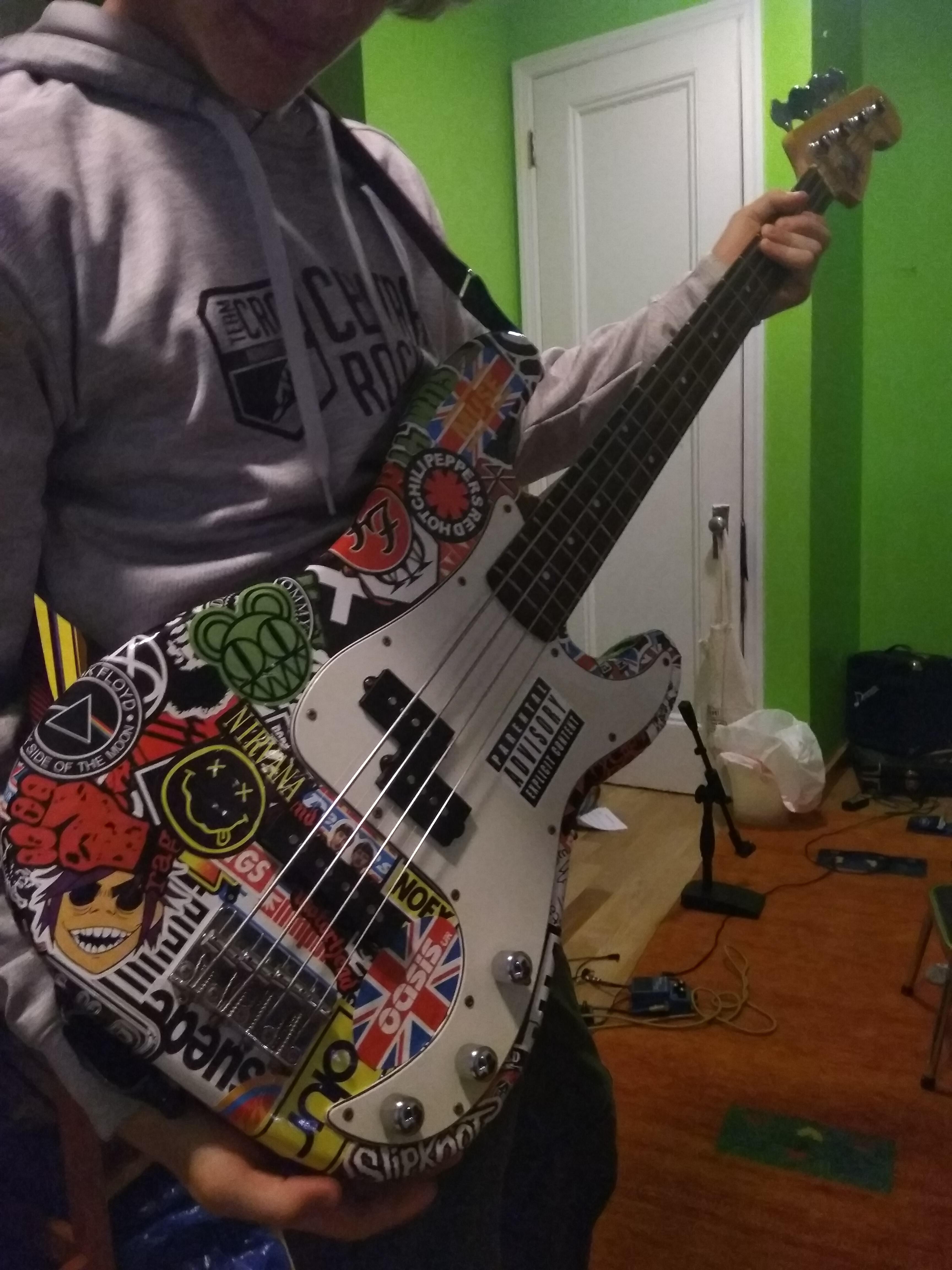 I sticker bombed a squire p bass special that I inherited from my dad