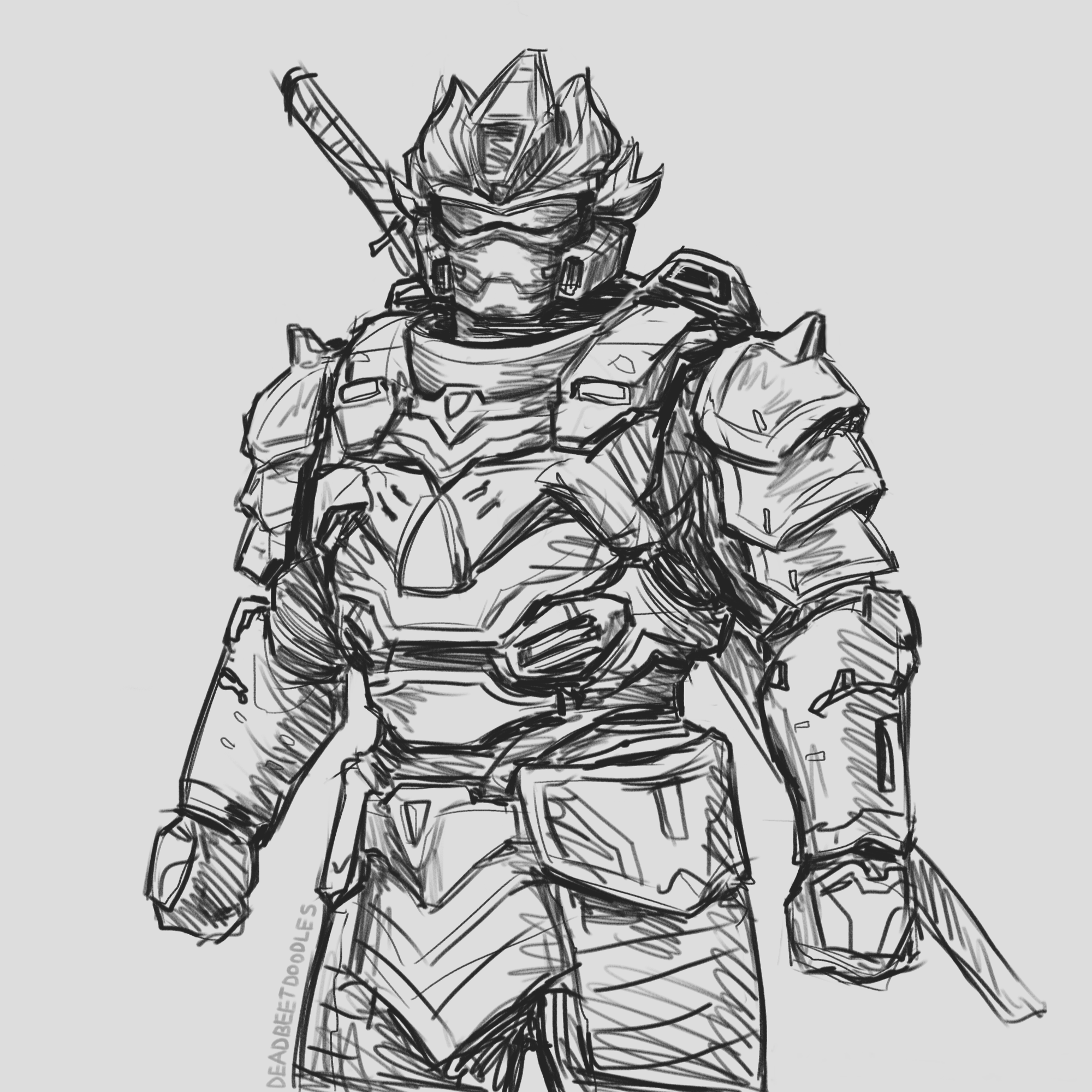 The sketch for my next halo infinite armor design, this time it's