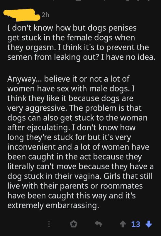TIL Many Women Have Sex with Dogs : u/NoReflection3327