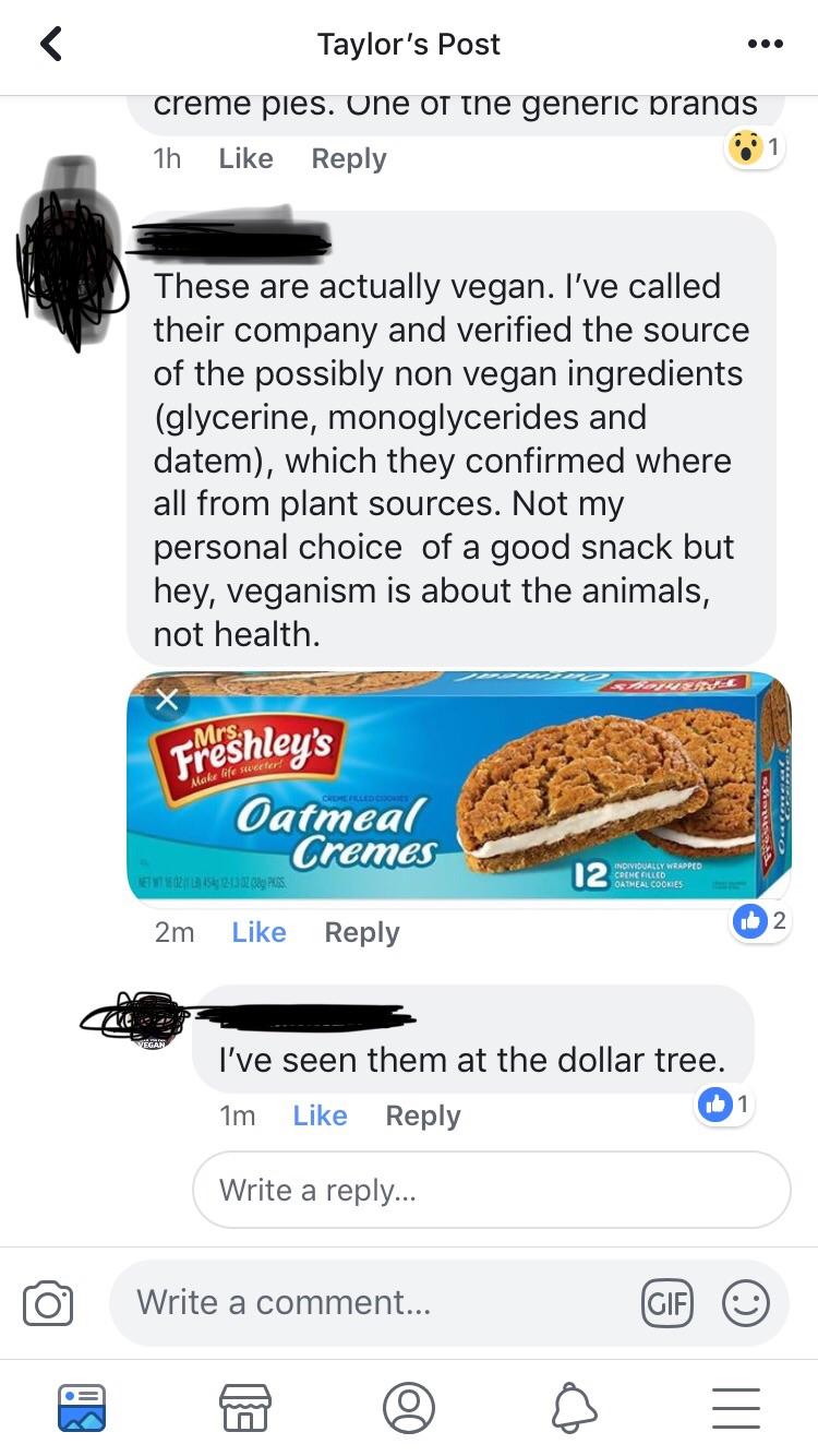 If anyone was craving oatmeal cream pies.. saw this in my fb vegan