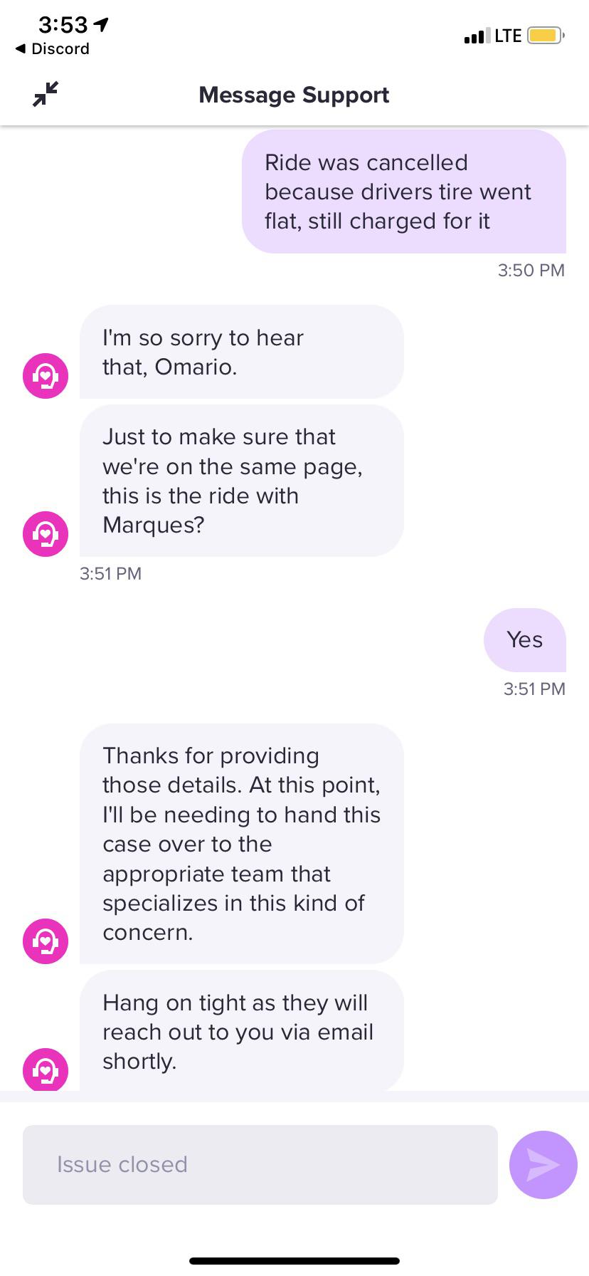 How does Lyft support work? Given that we got as far as down the street