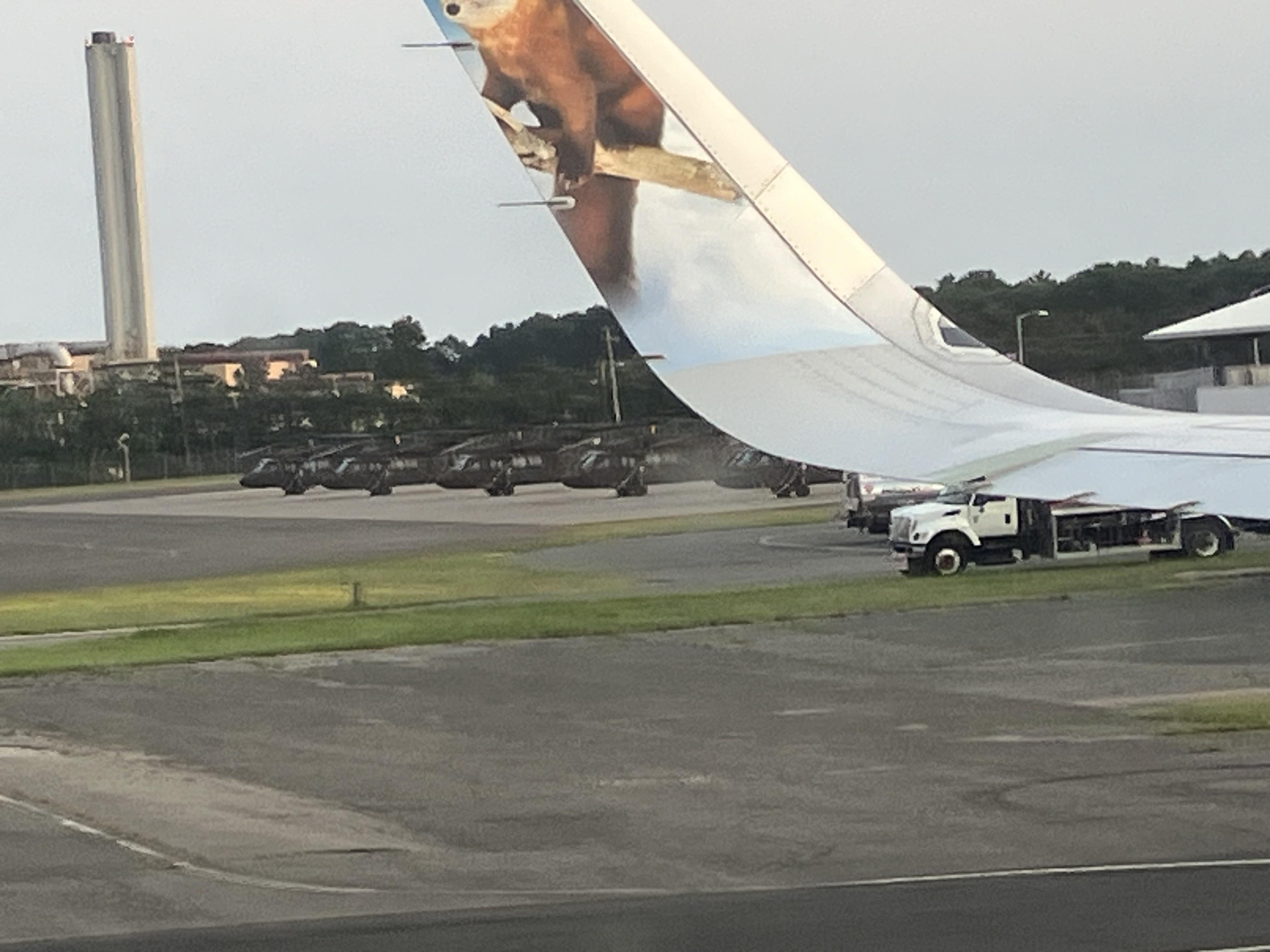 I was taxiing at Long Island Islip airport and saw some helicopters