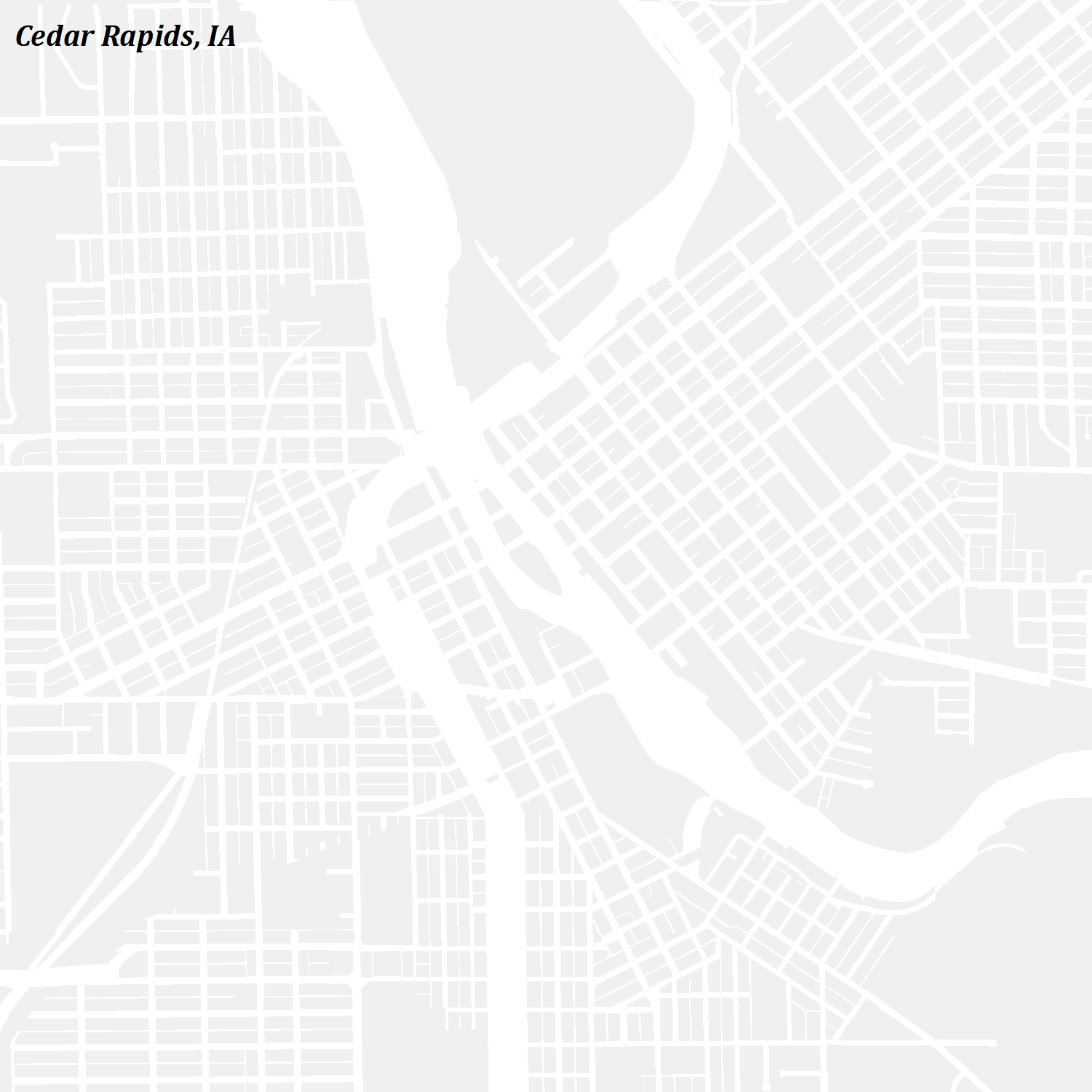 Minimalist Rendering of Downtown Cedar Rapids, Iowa r/MapPorn
