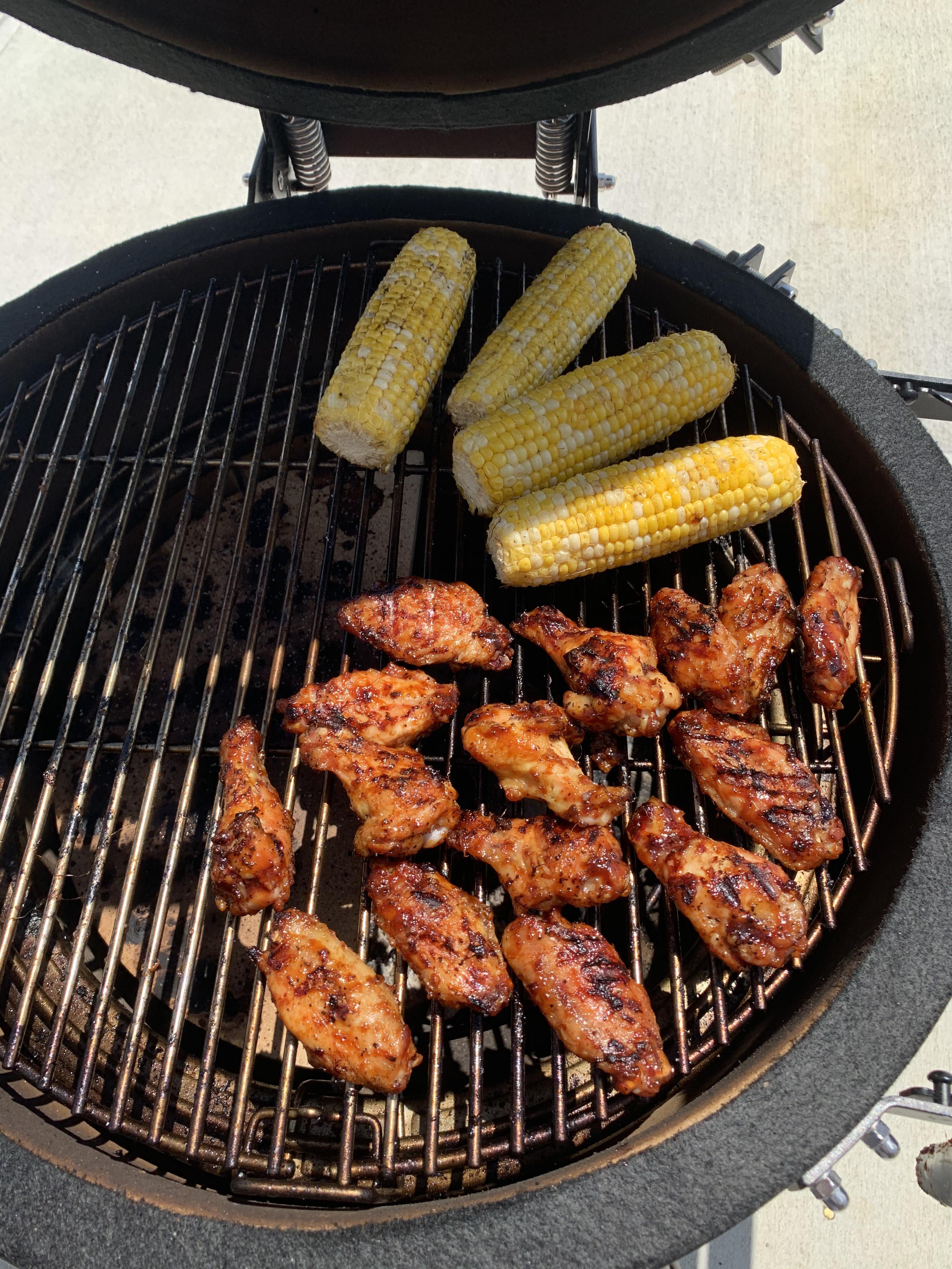 Wings and corn Kamado Joe r/grilling