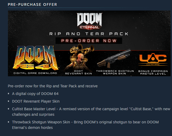 Steam page got updated with the doom 64 preorder bonus r/Doom