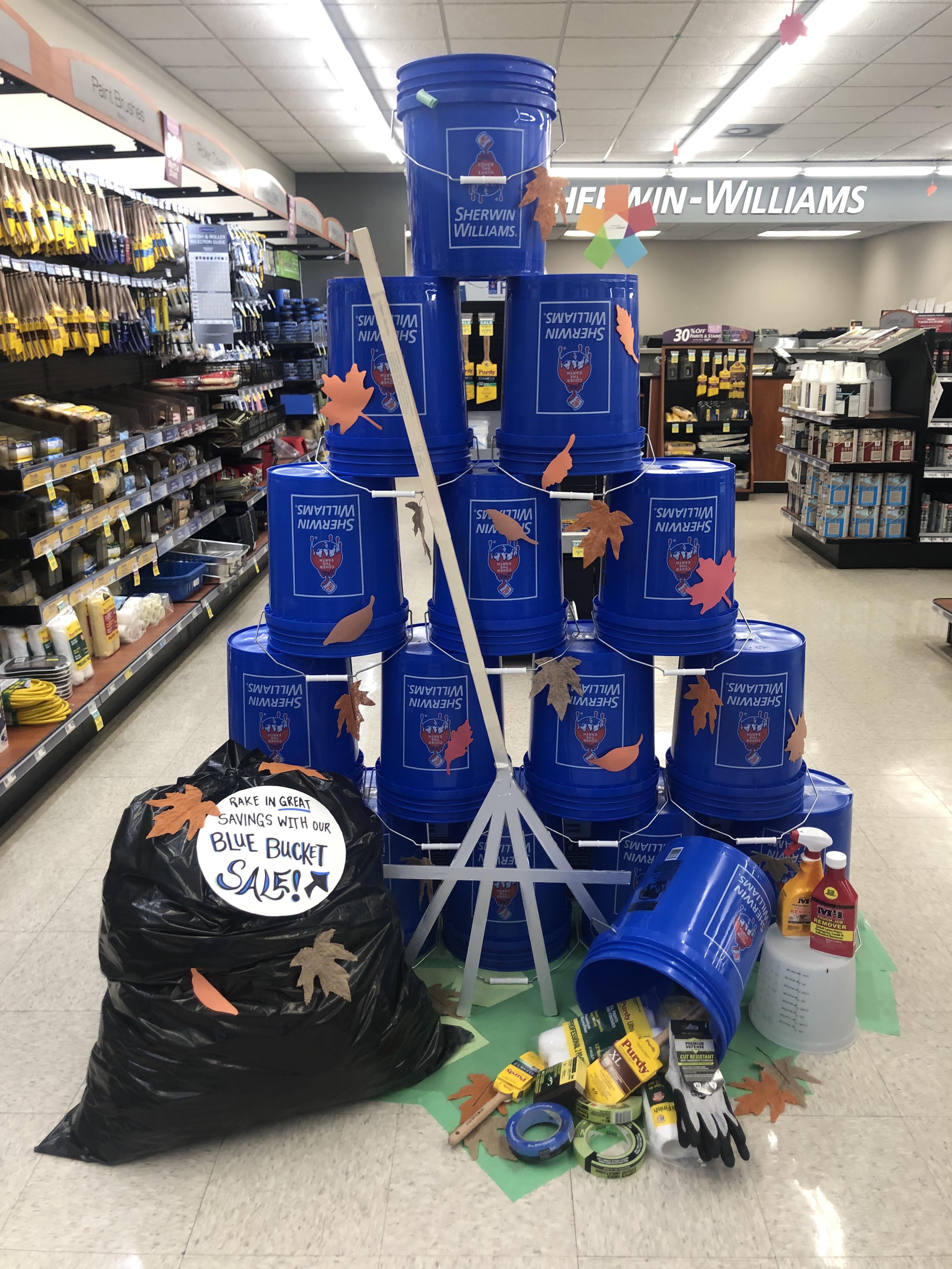 Our fall blue bucket display! r/sherwinwilliams