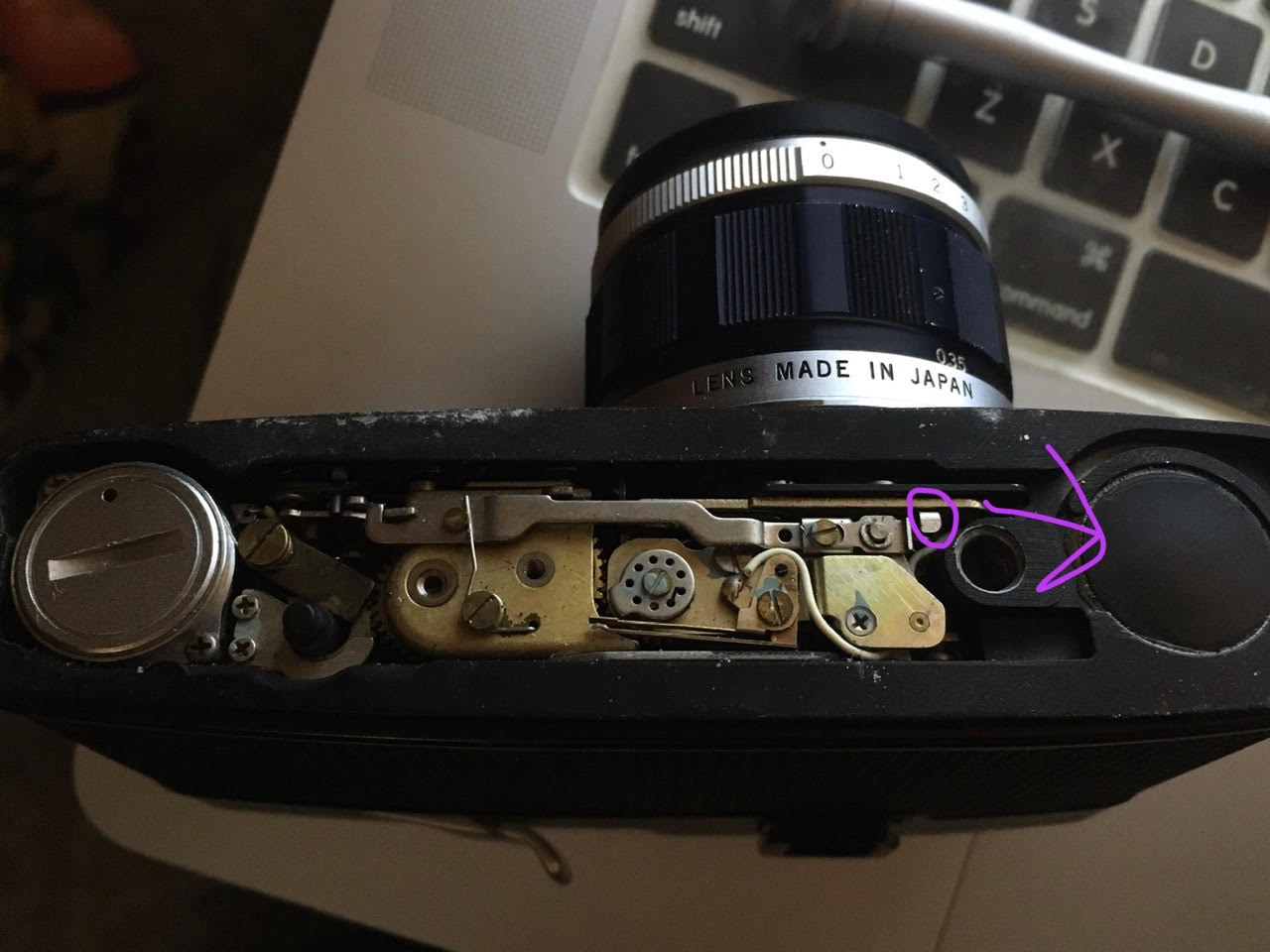 Olympus XA stuck aperture lever AnalogRepair