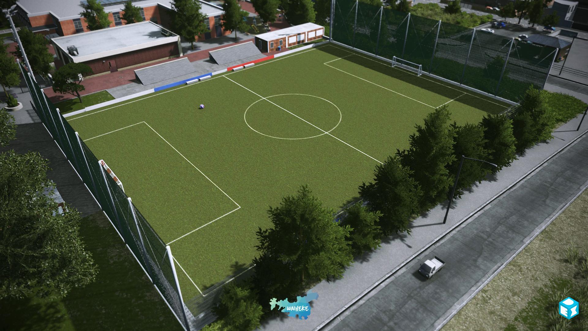 A small school soccer field in one of the suburbs in WaihekeCity r