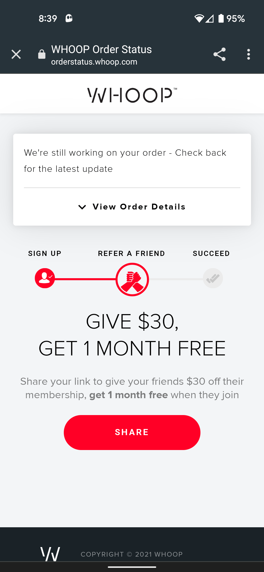 Anyone else stuck on the Whoop 4.0 order update? It's well past a week