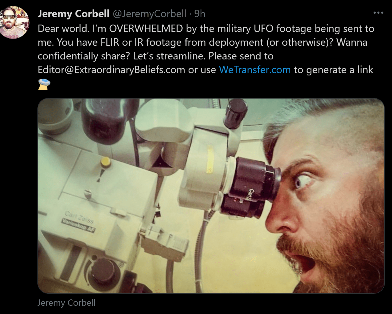 So this is how Jeremy obtains 'top secret' NAVY UFO vids? r/UF0