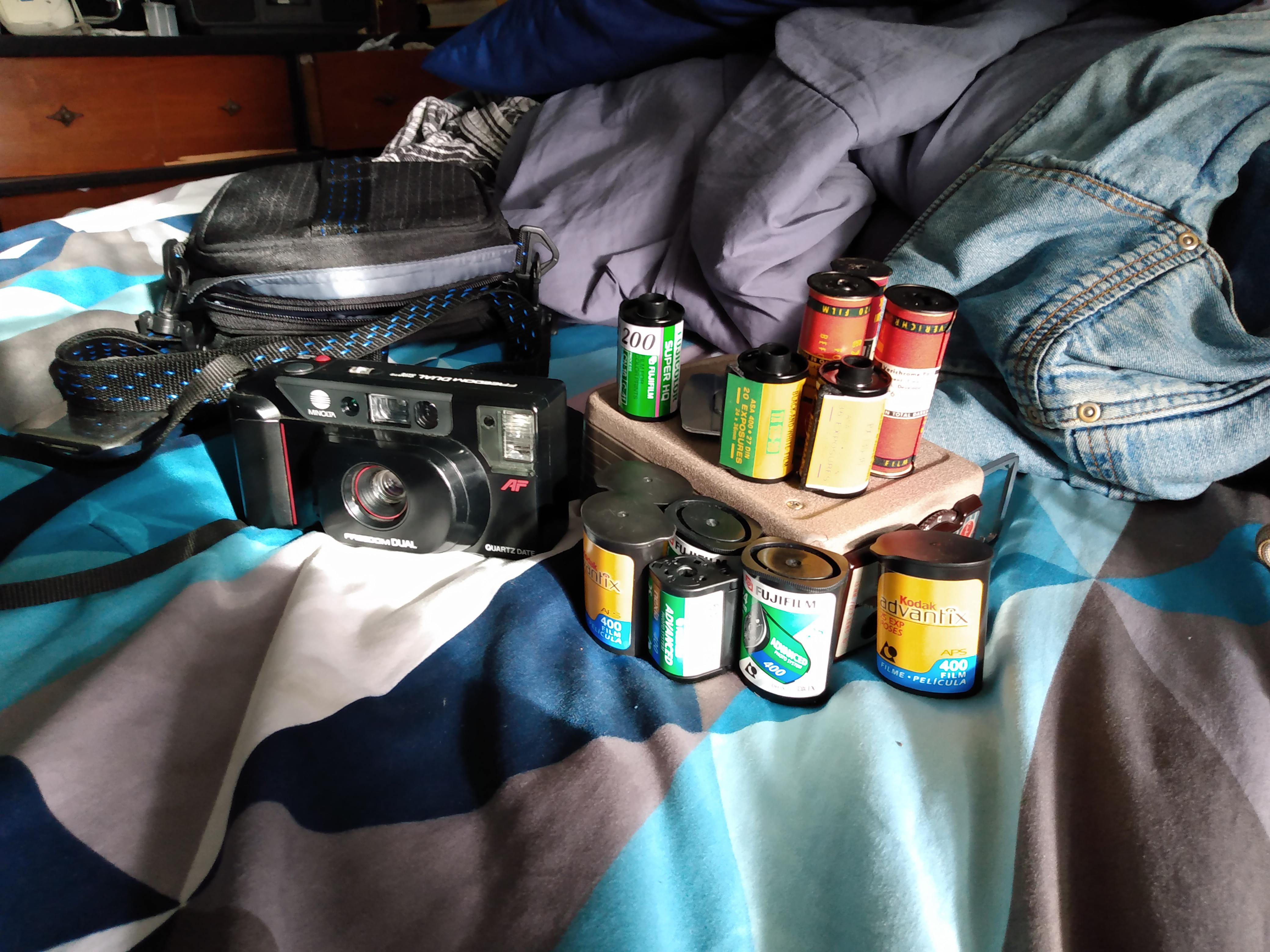 Found all this undeveloped film and this minolta freedom dual camera at