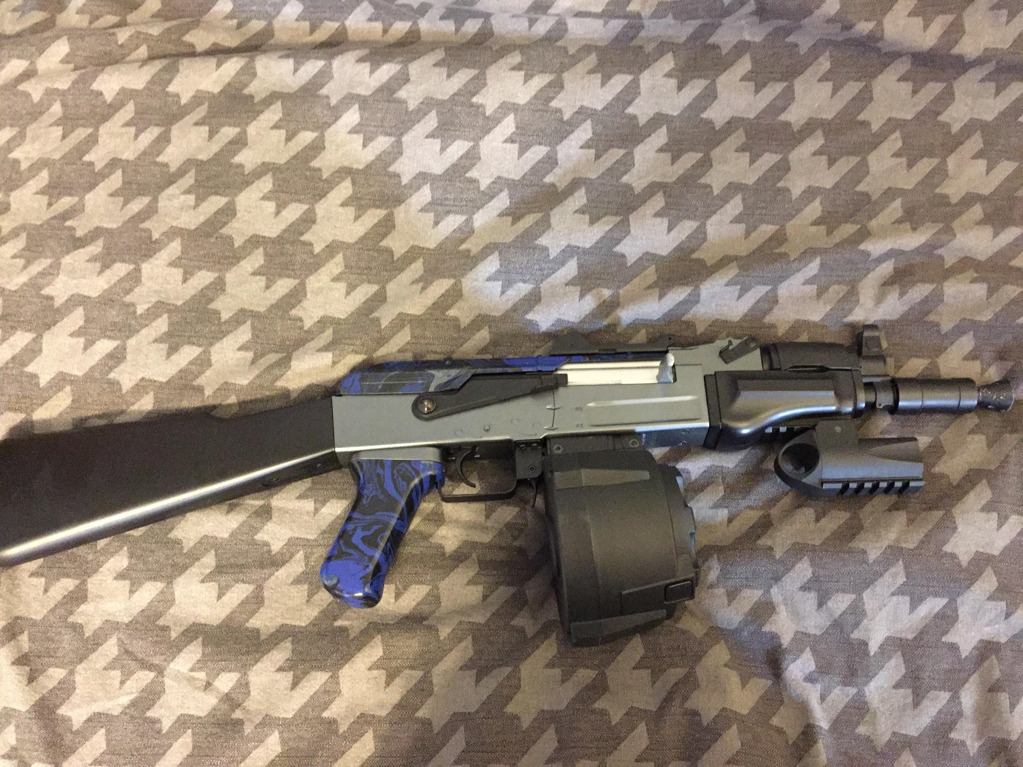 AK Beta Spetsnaz custom paint job, under barrel shotgun and auto