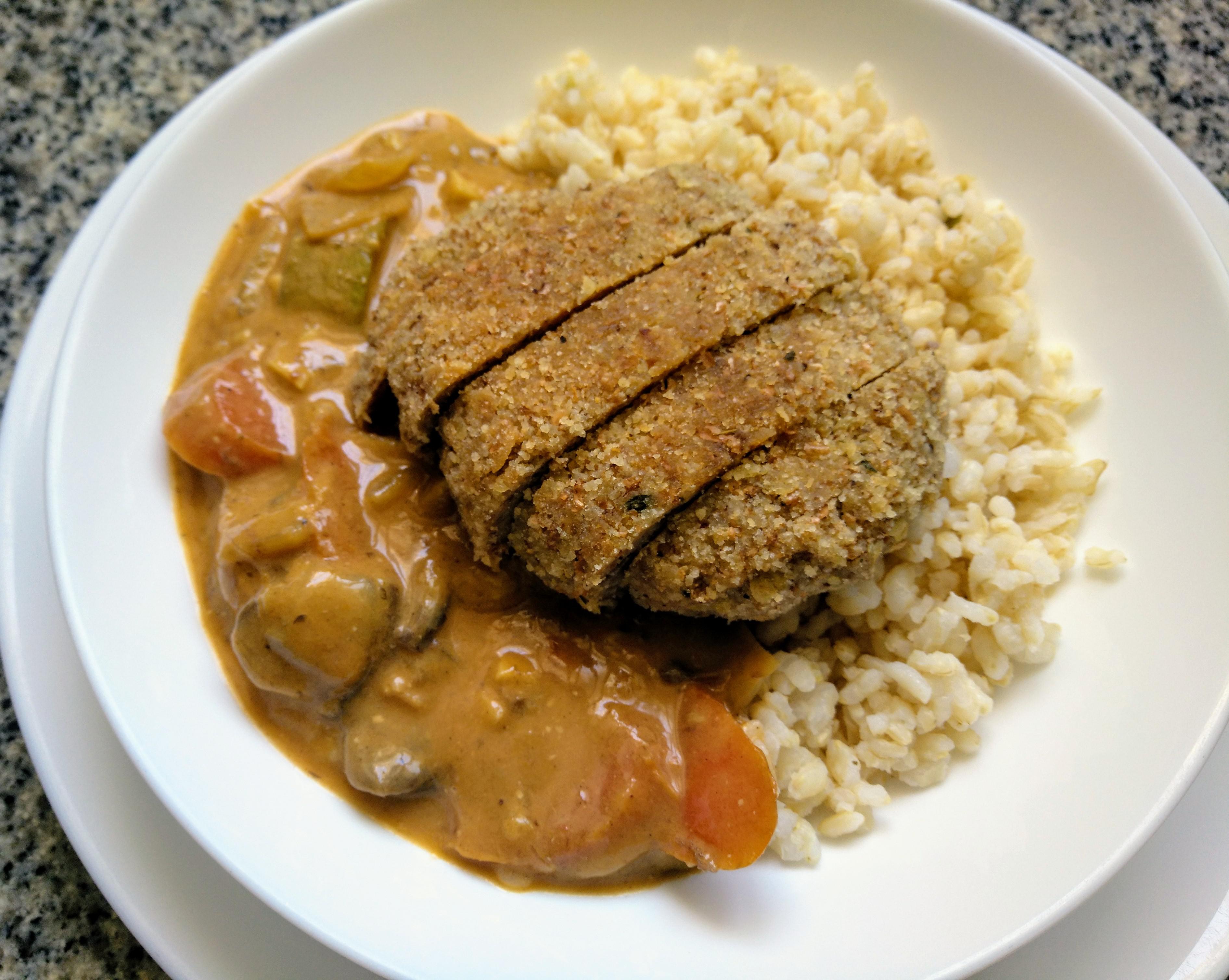 Okara Katsu curry, based on Gaz Oakley's (avantgardevegan) recipe r