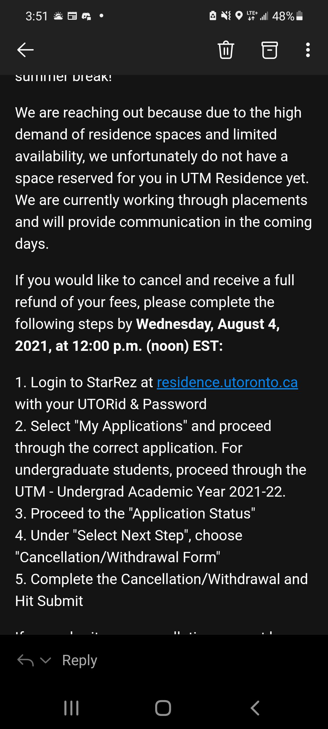 What does this mean? Does this mean I certainly won't get a residence
