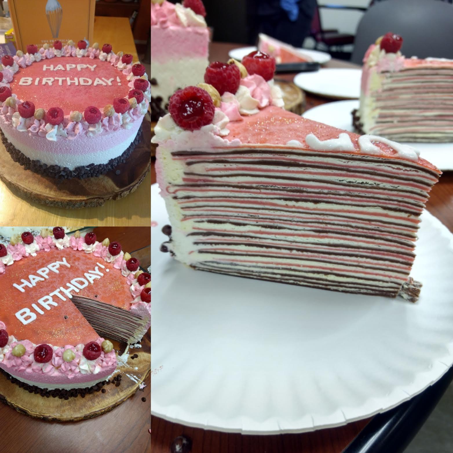 [HOMEMADE] Mille crepe cake with 27 layers of raspberry and chocolate