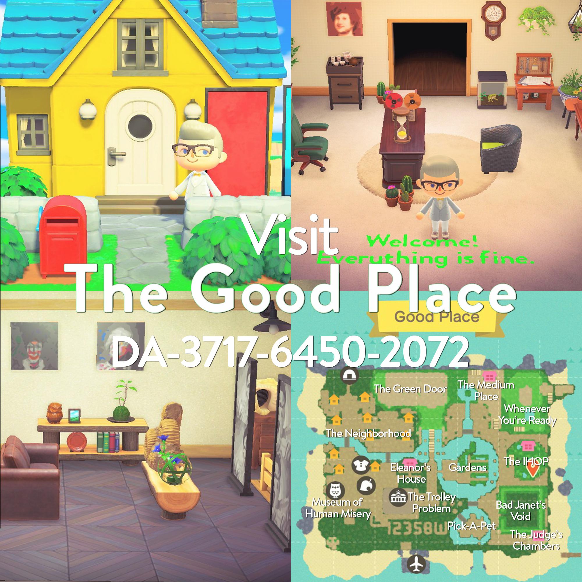 Visit my 100 Good Place in Animal Crossing! Dream Code DA371764502072 r/TheGoodPlace