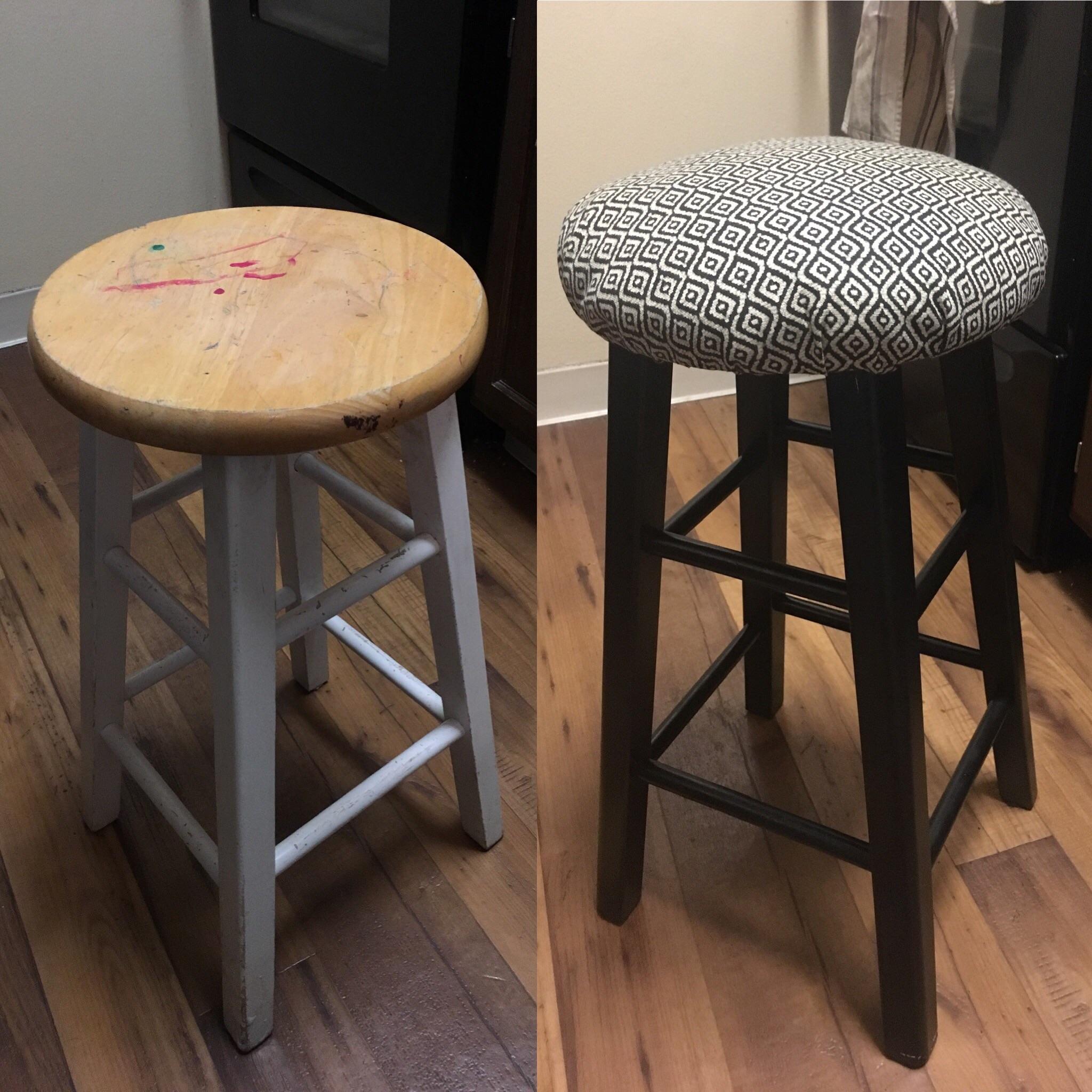 Upcycled two free barstools for less than 10! (Before and After) r