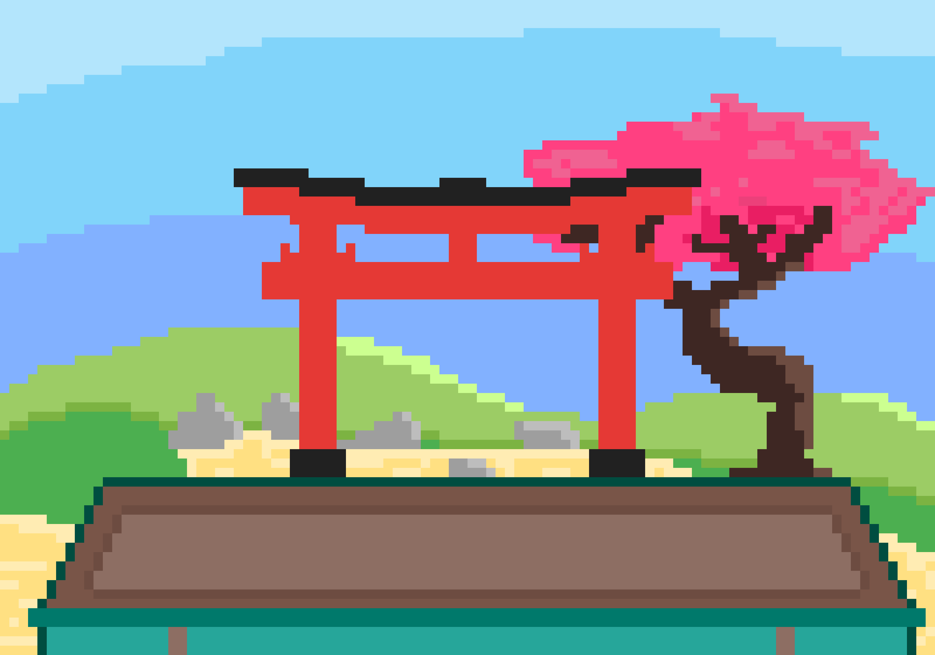 First pixel art of Japanese garden r/PixelArt