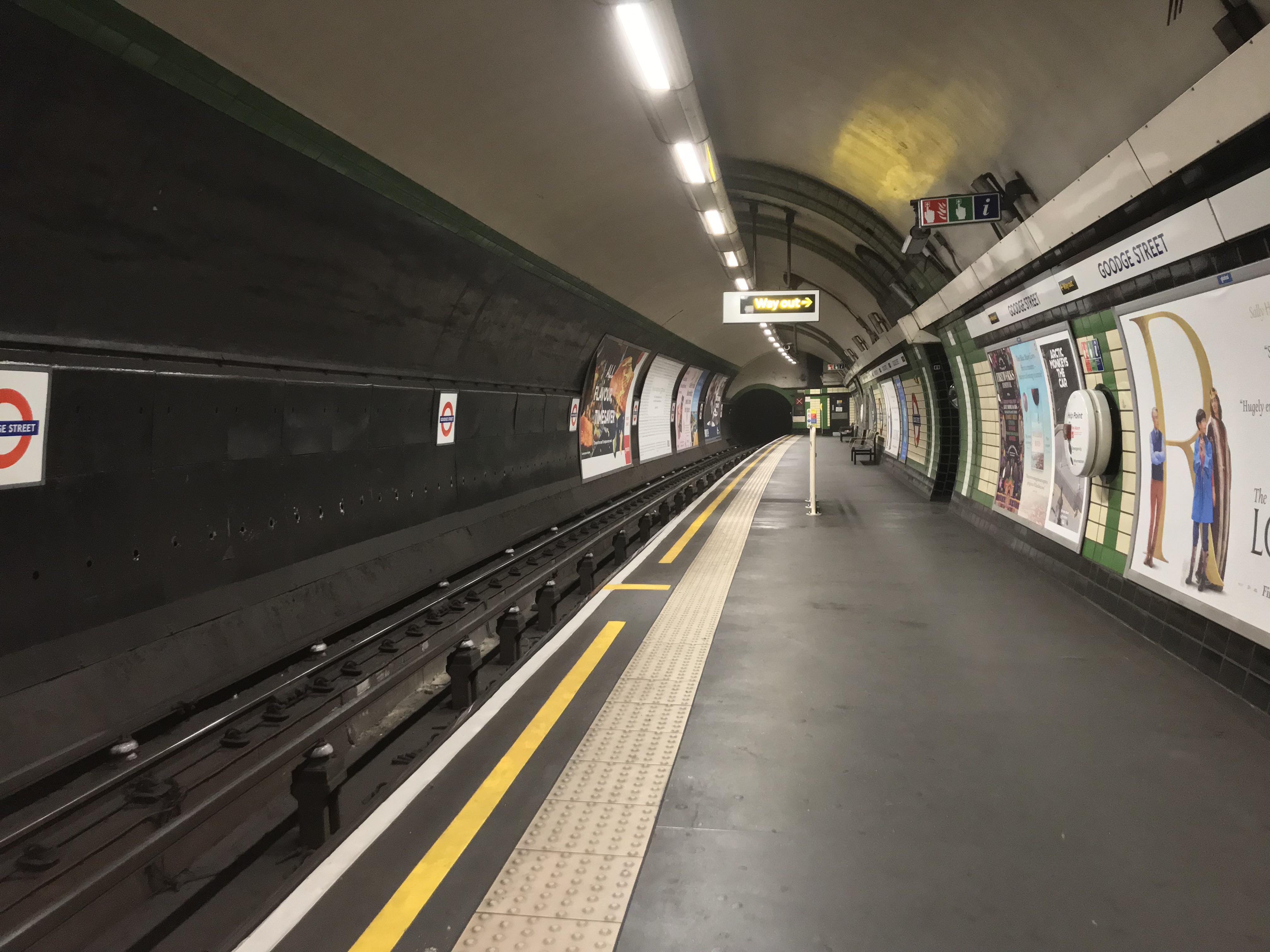 WFAT at Goodge Street Tube station on the London Underground Northern