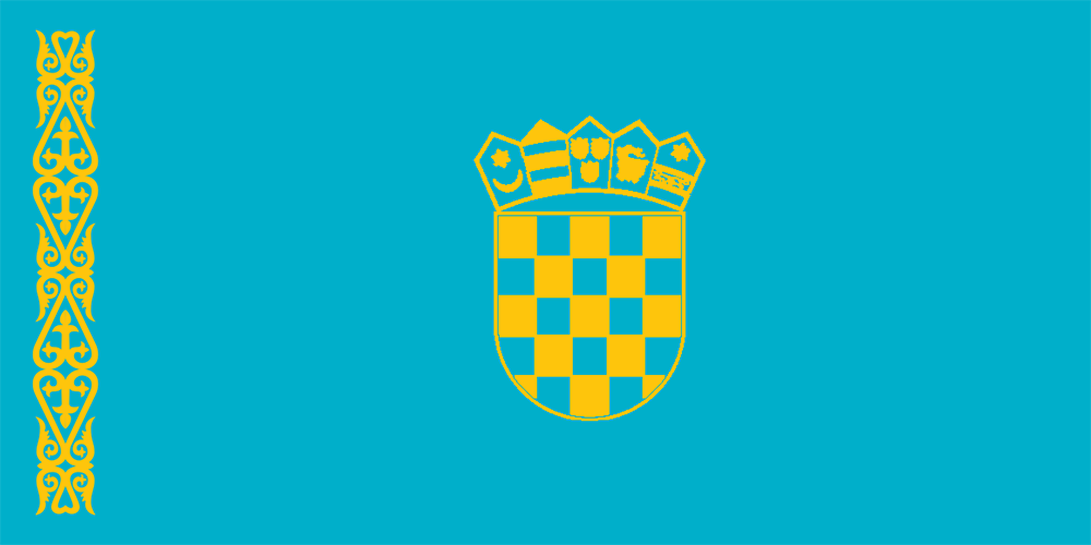 Kazakhstan with the Croatian Coat of Arms vexillology