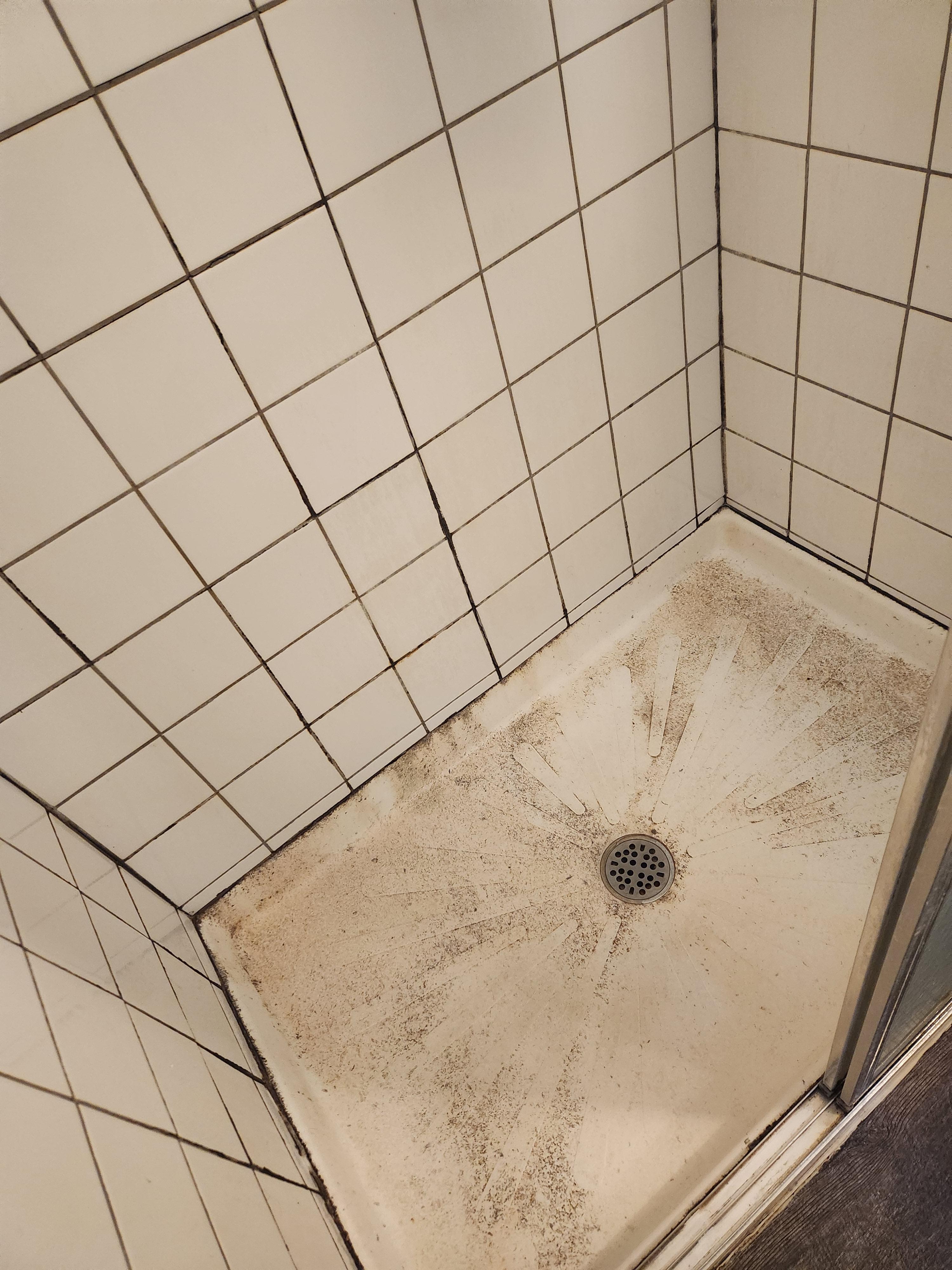 need advice on cleaning this mess of a shower. I've tried bleach
