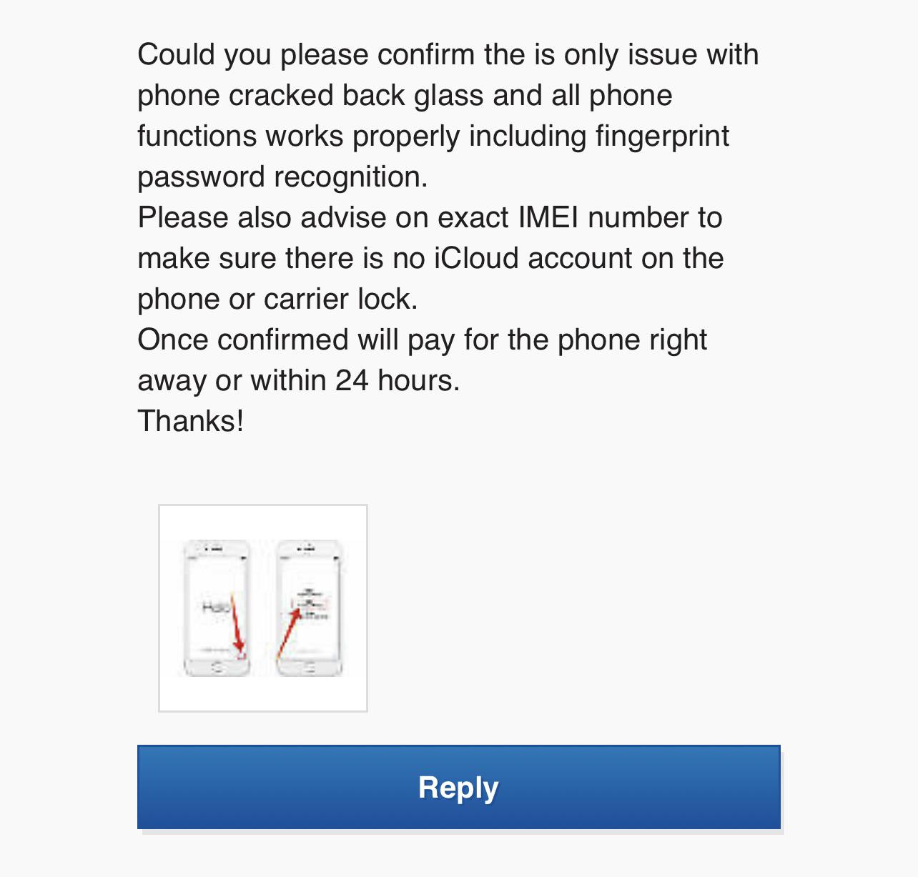 This guy won an auction for an iphone I was selling on ebay but has not