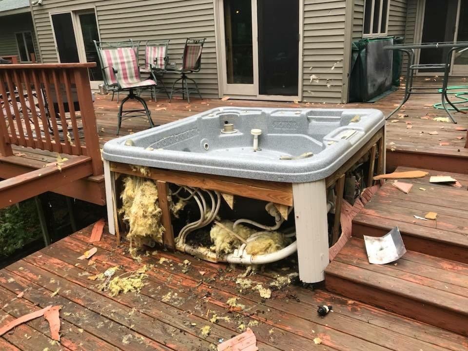 Lightning hit the hot tub last night and it exploded... r/Wellthatsucks