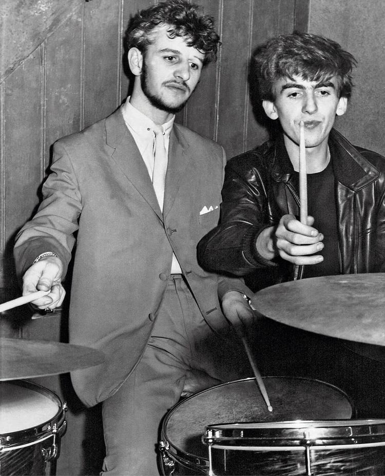 Sir Ringo Starr and Harrison play drums together in about 1961