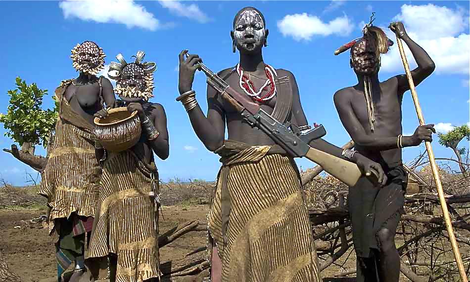 African tribal army with AK r/pics