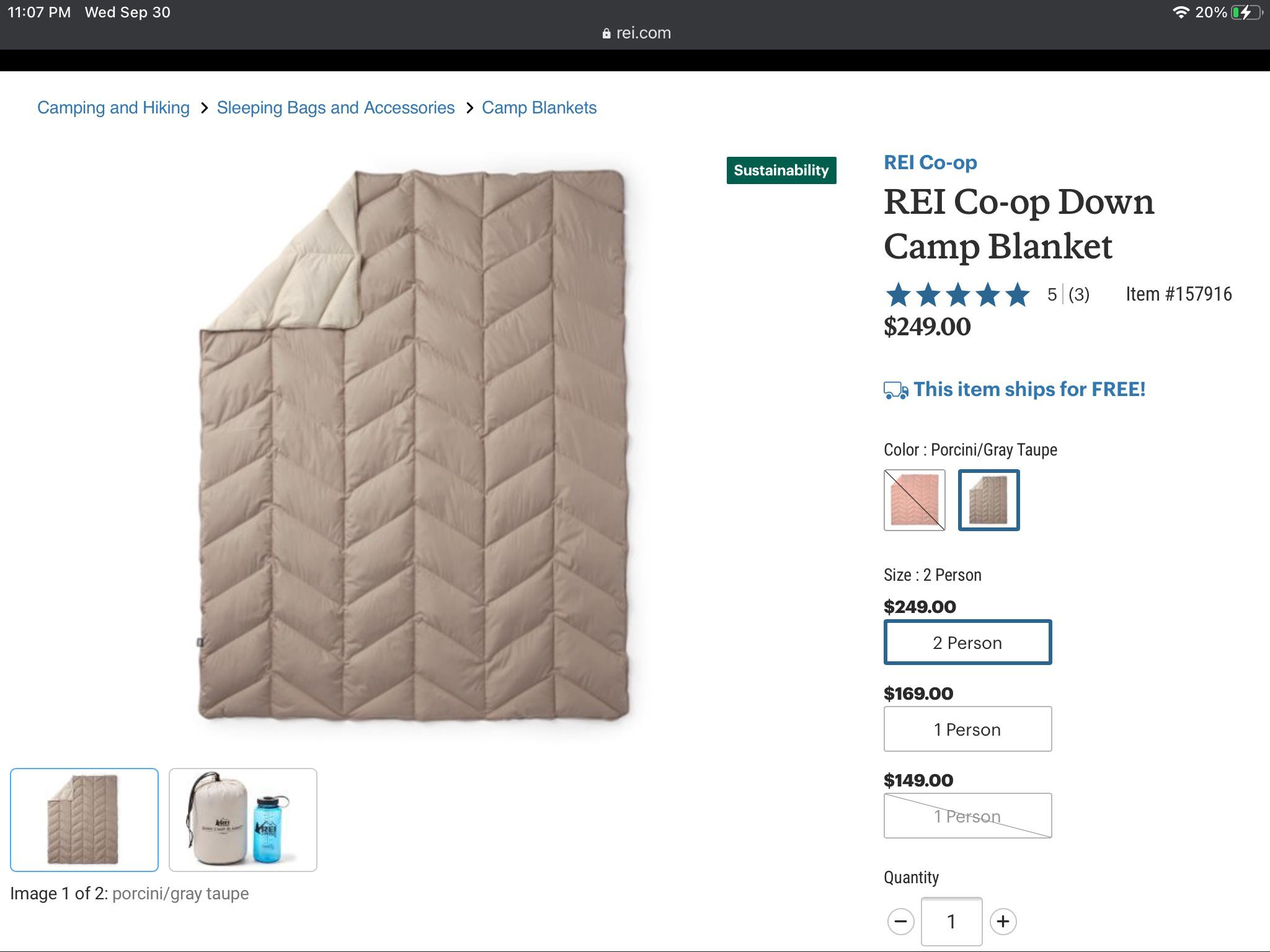 REI Coop Down Camp Blanket, anyone know what temps its good for or