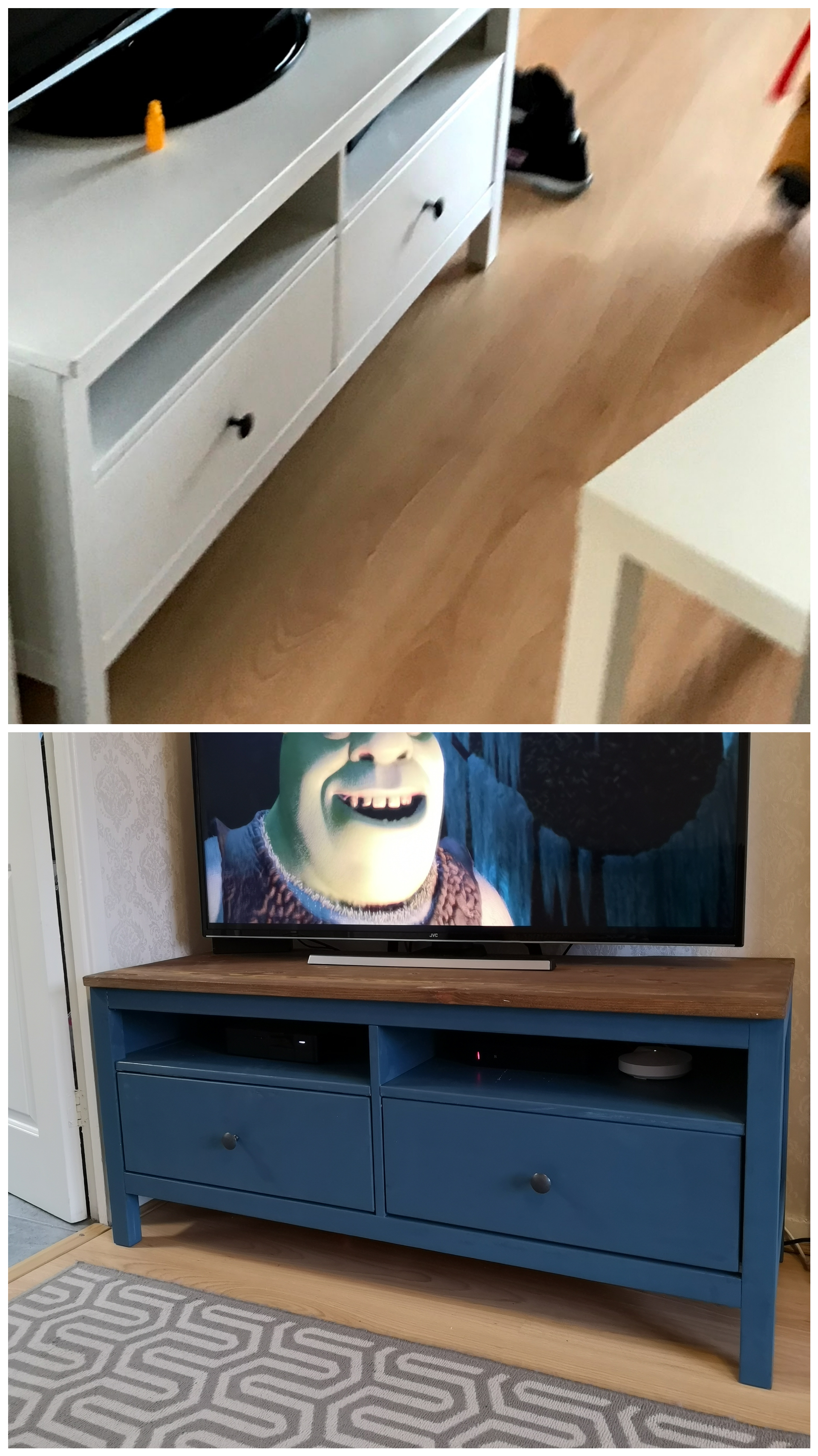 Upcycled my old and abused IKEA Hemnes TV stand that had been been