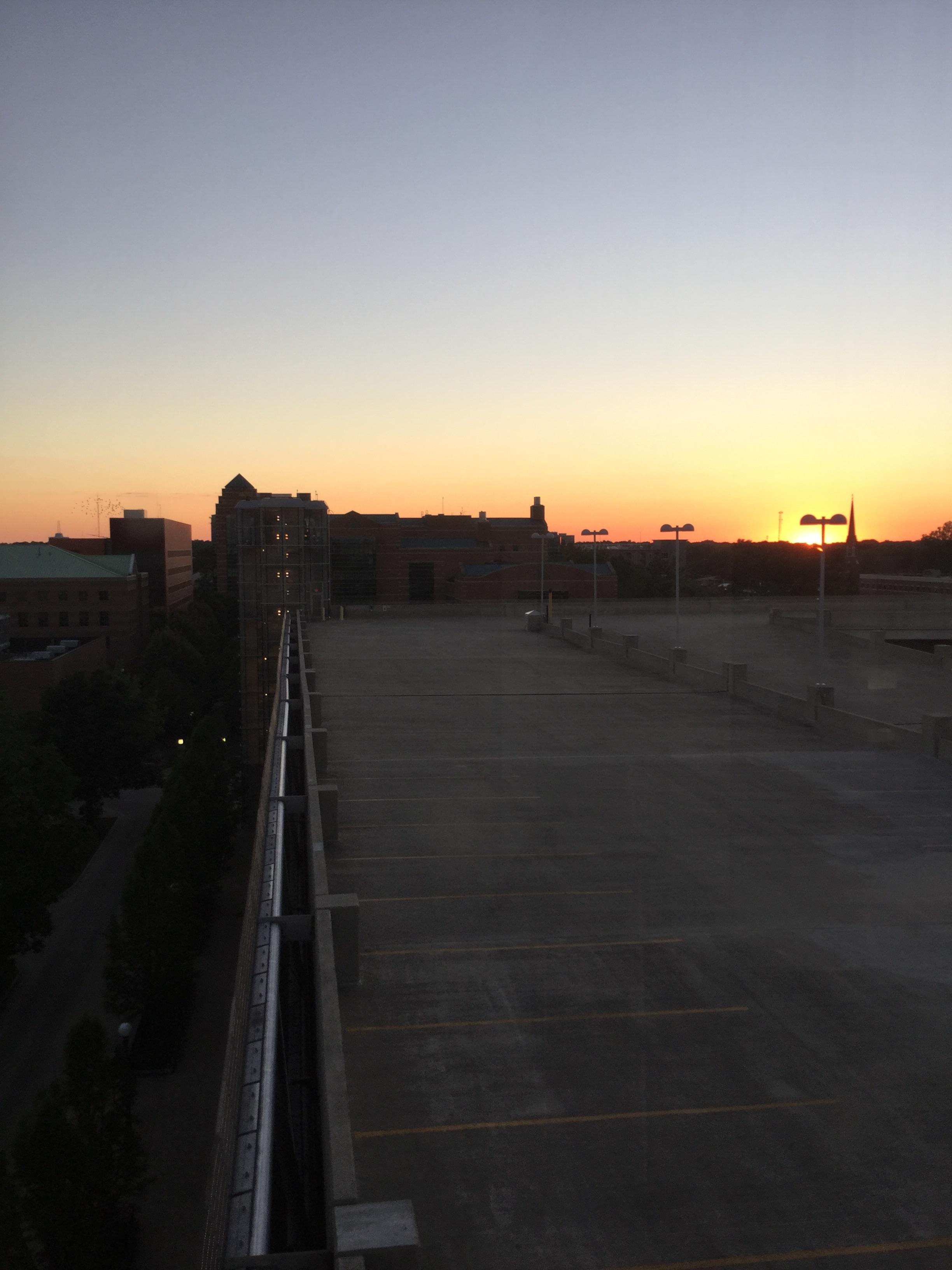My last sunset at UIUC (pc 1204 University Avenue garage top floor