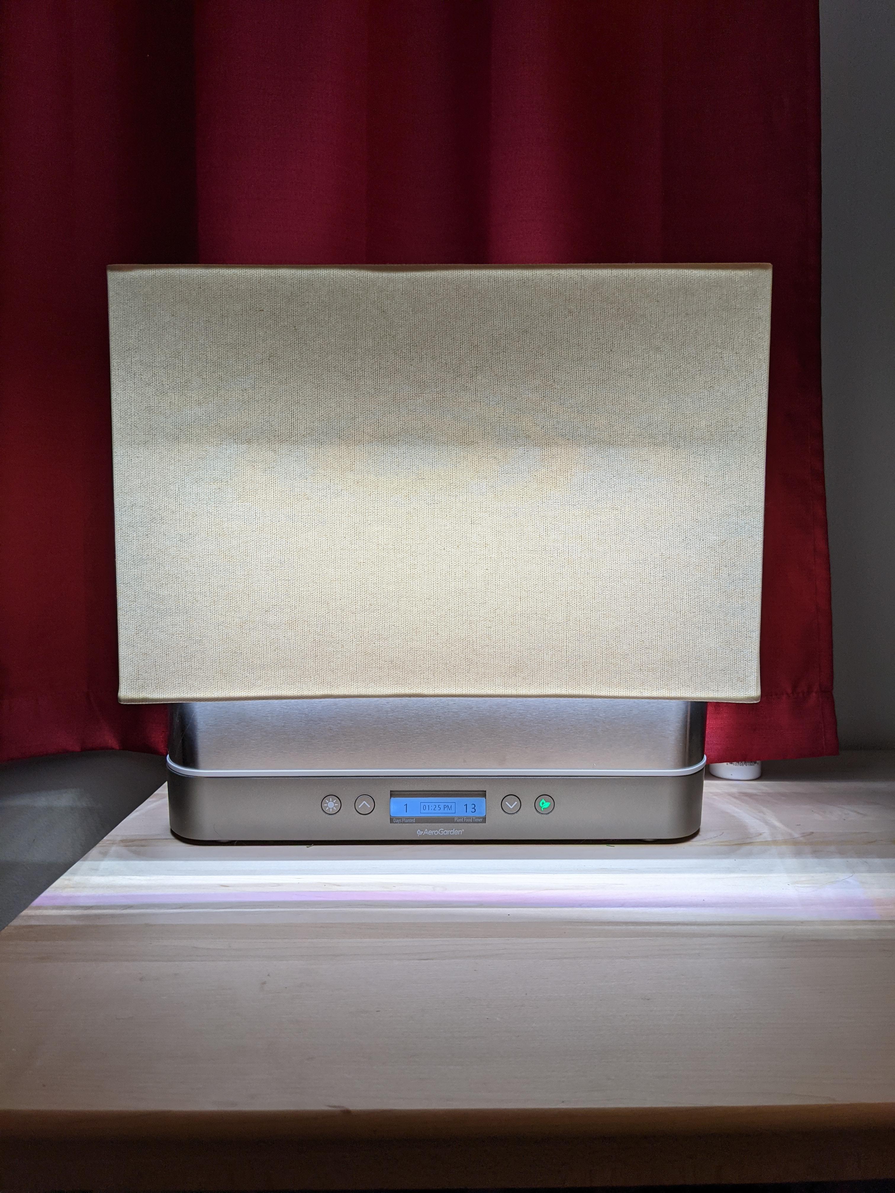 20 lampshade works perfectly for reducing AeroGarden Slim brightness