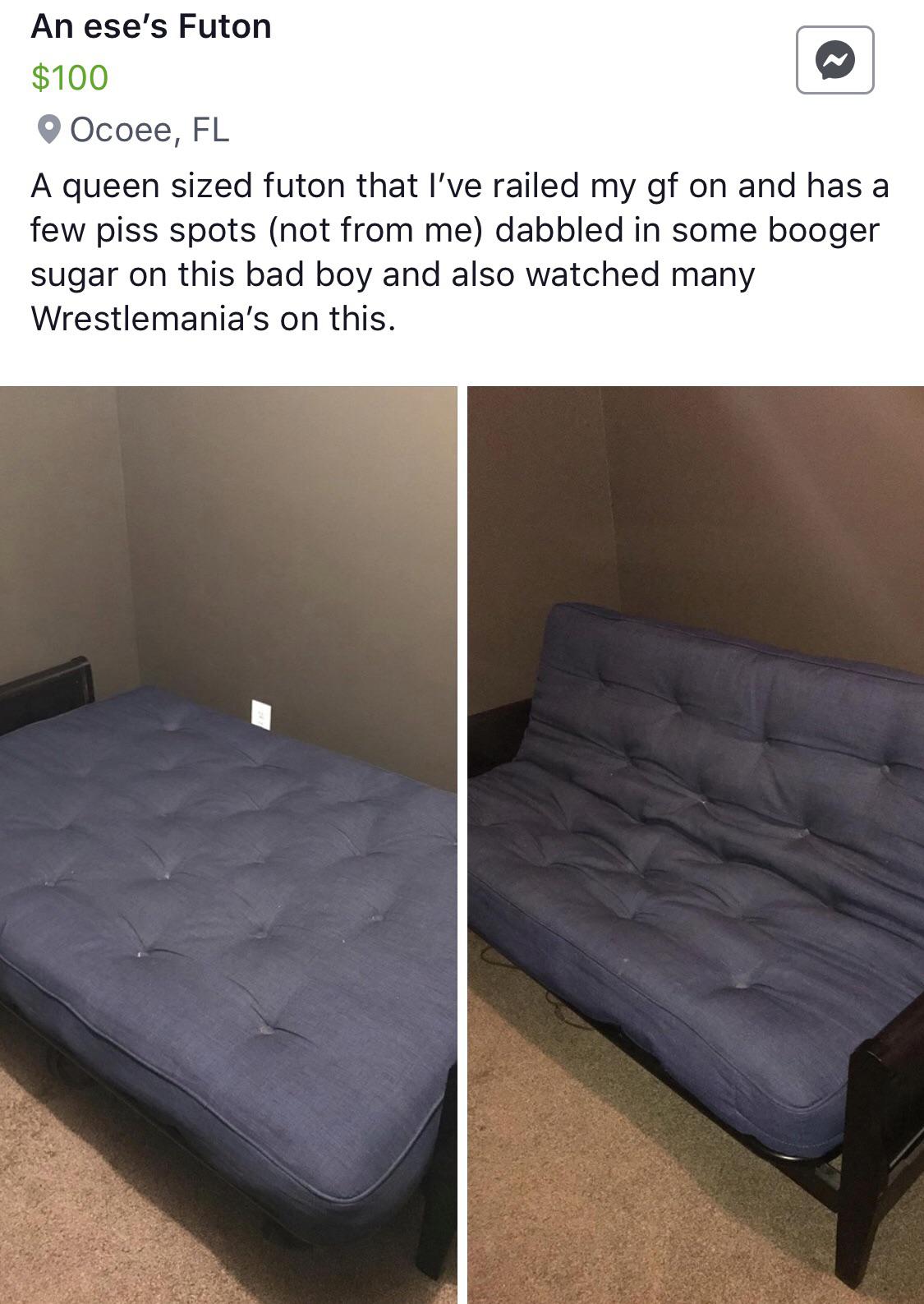 sounds like this futons been through a lot r/delusionalcraigslist