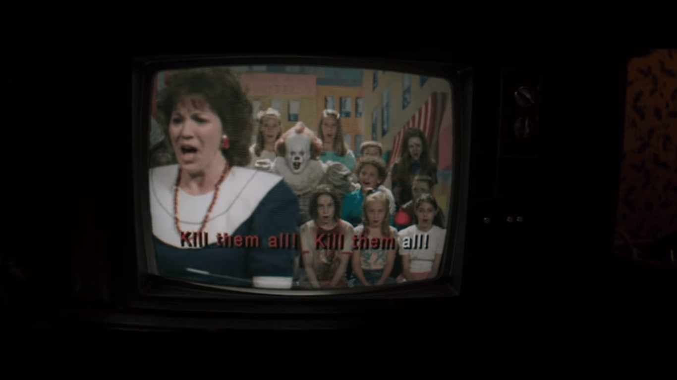 In IT(2017), when Henry Bowers stabs his father, you can see one of