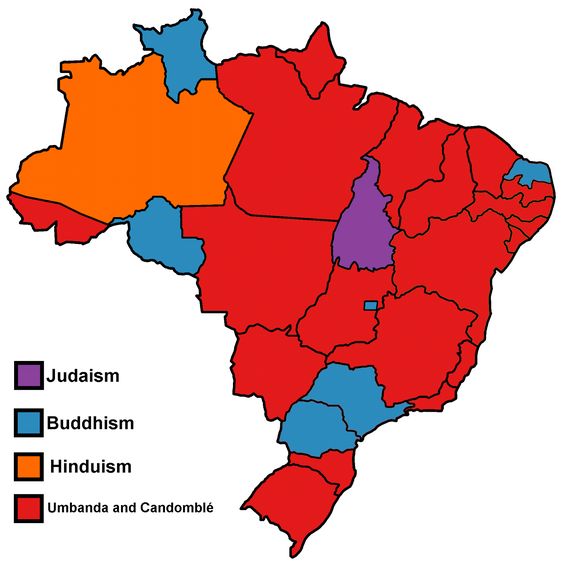 NonChristian religions in Brazil r/MapPorn